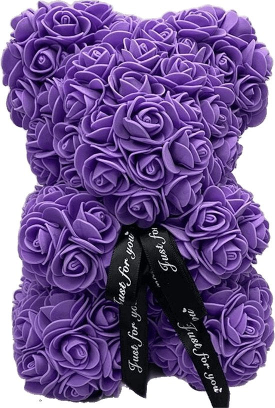 Bloemen Beer Paars met strikje