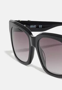 LIU JO Zonnebril Zwart – Vierkant Frame – Gouden Logo Detail – UV400 Bescherming