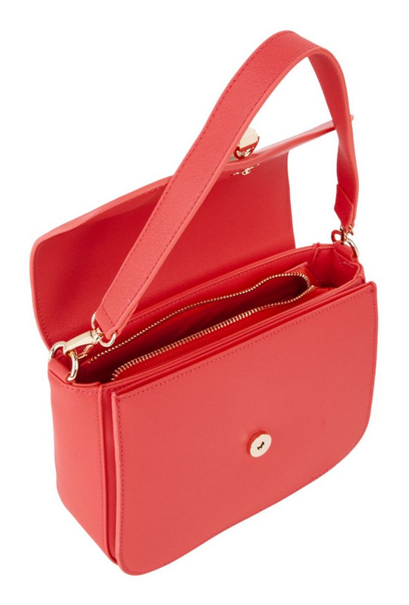 Valentino DIVINA Flap Schoudertas – Coral Roze – V-Logo met Ketting – Medium Crossbody Tas