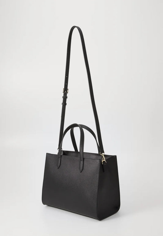 Valentino DIVINA Nero Tote Bag – Zwarte Handtas met Gouden V-Tassel