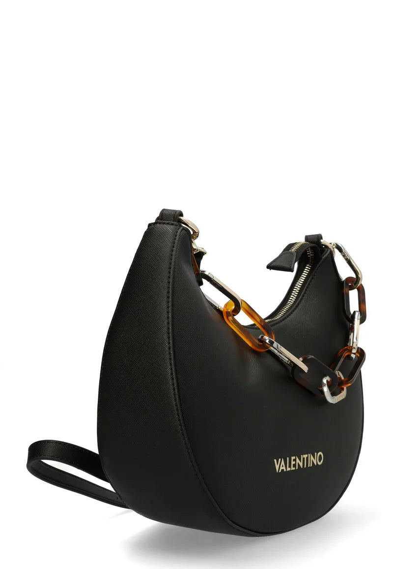Valentino MOON Schoudertas – Nero – Luxe Halvemaanvorm – Kettingdetail – Damestas