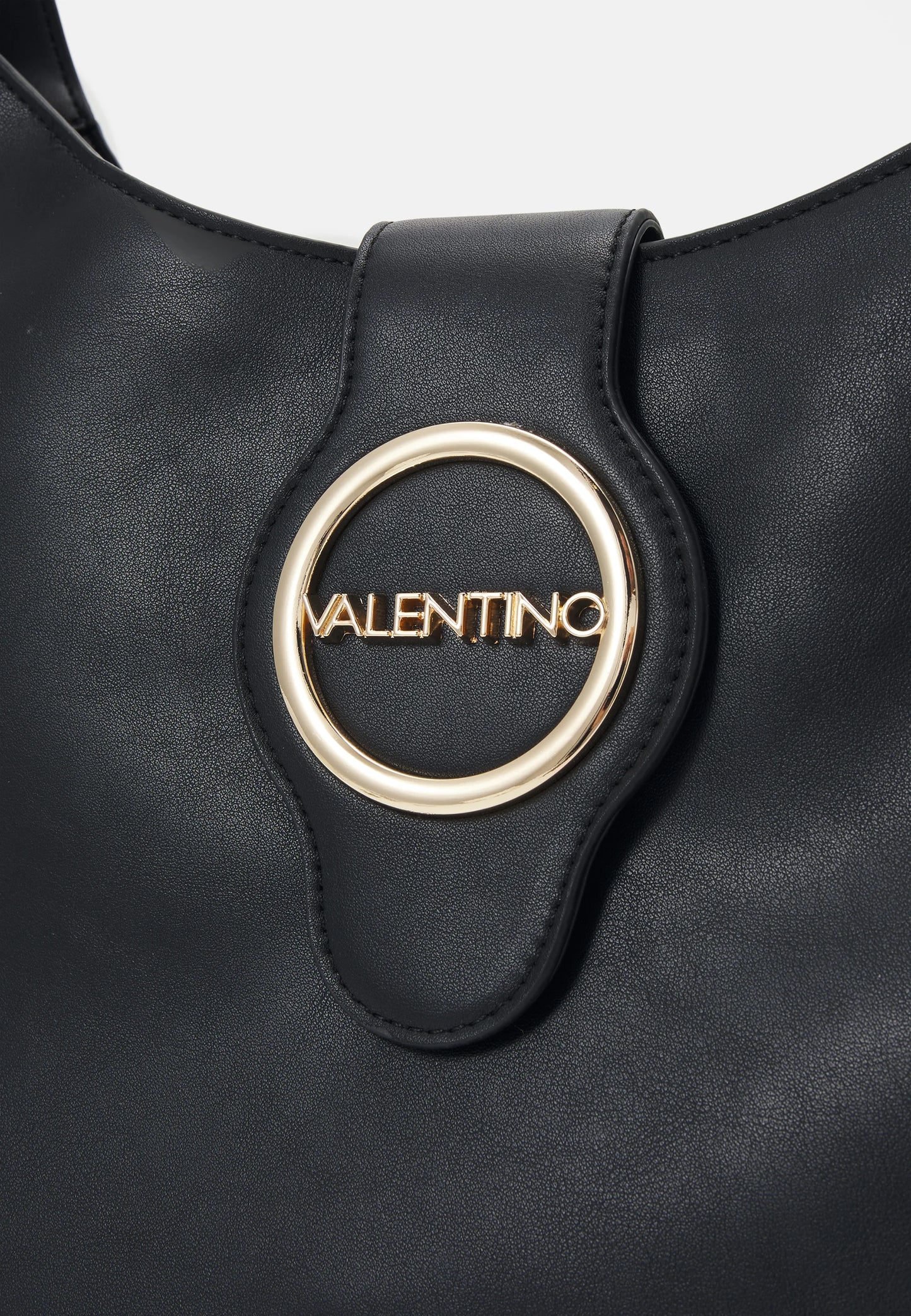 Valentino Moses Handtas Nero – Zwarte Schoudertas met Gouden Logo Detail