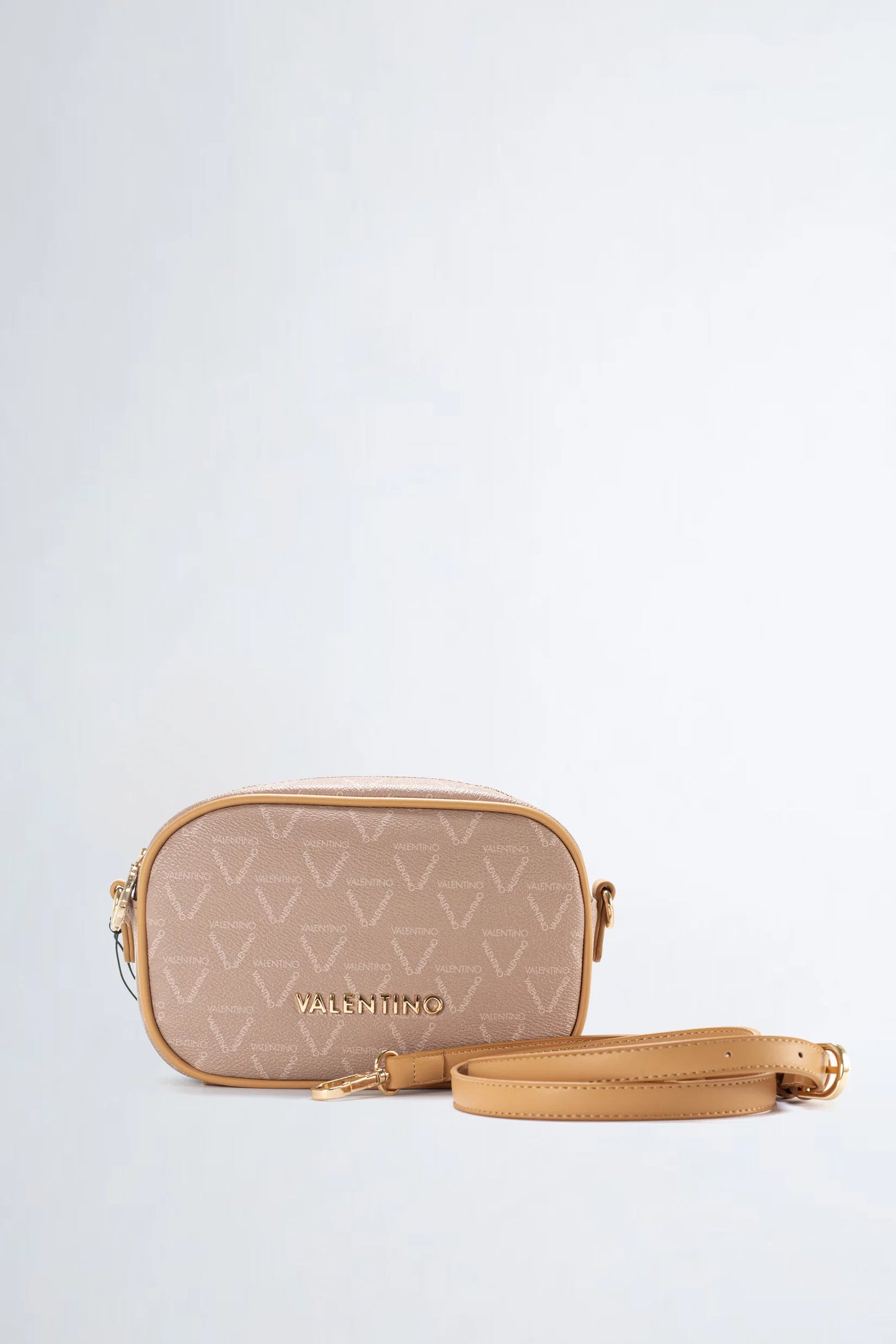 Valentino Crossbody Camera Bag – Beige Monogram – Goudkleurige Accenten – Dames