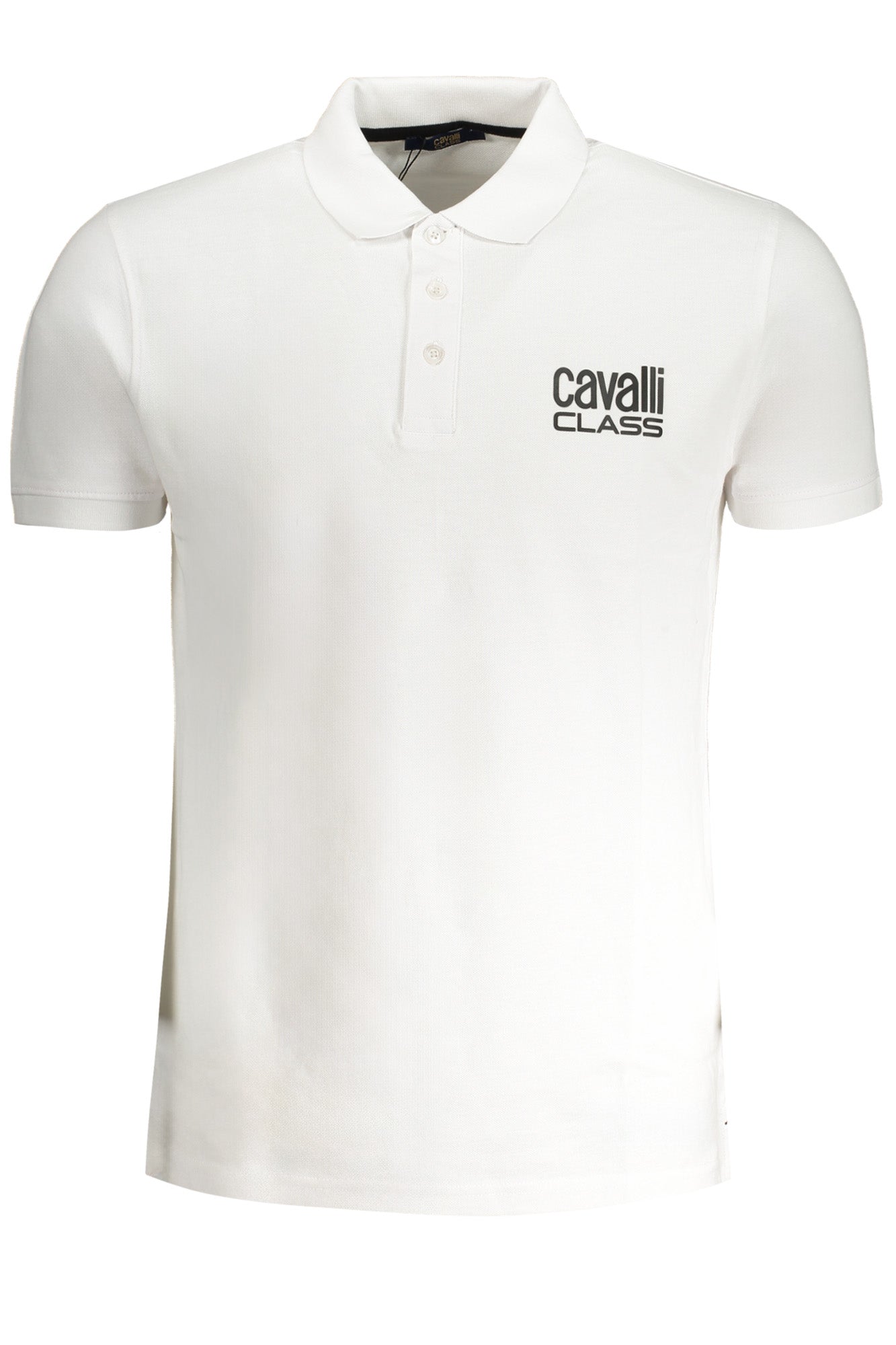 CAVALLI CLASS MEN'S WHITE SHORT SLEEVED POLO SHIRT