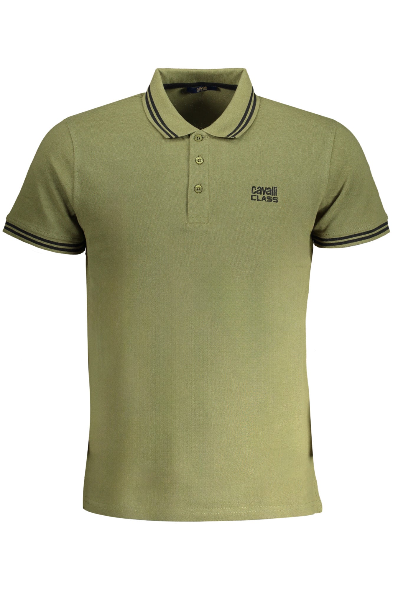 CAVALLI CLASS MEN'S GREEN SHORT SLEEVED POLO SHIRT