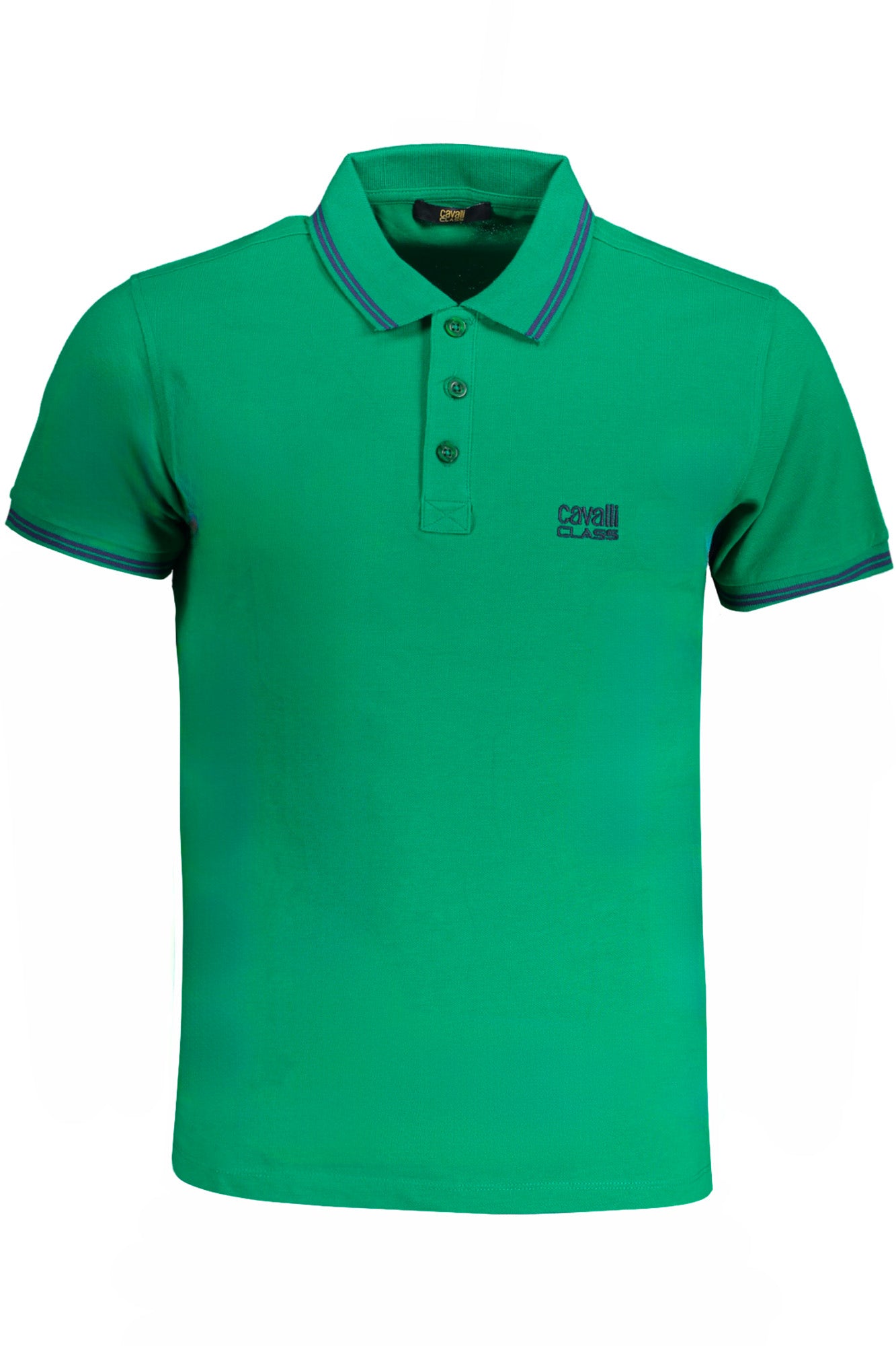 CAVALLI CLASS MEN'S GREEN SHORT SLEEVED POLO SHIRT