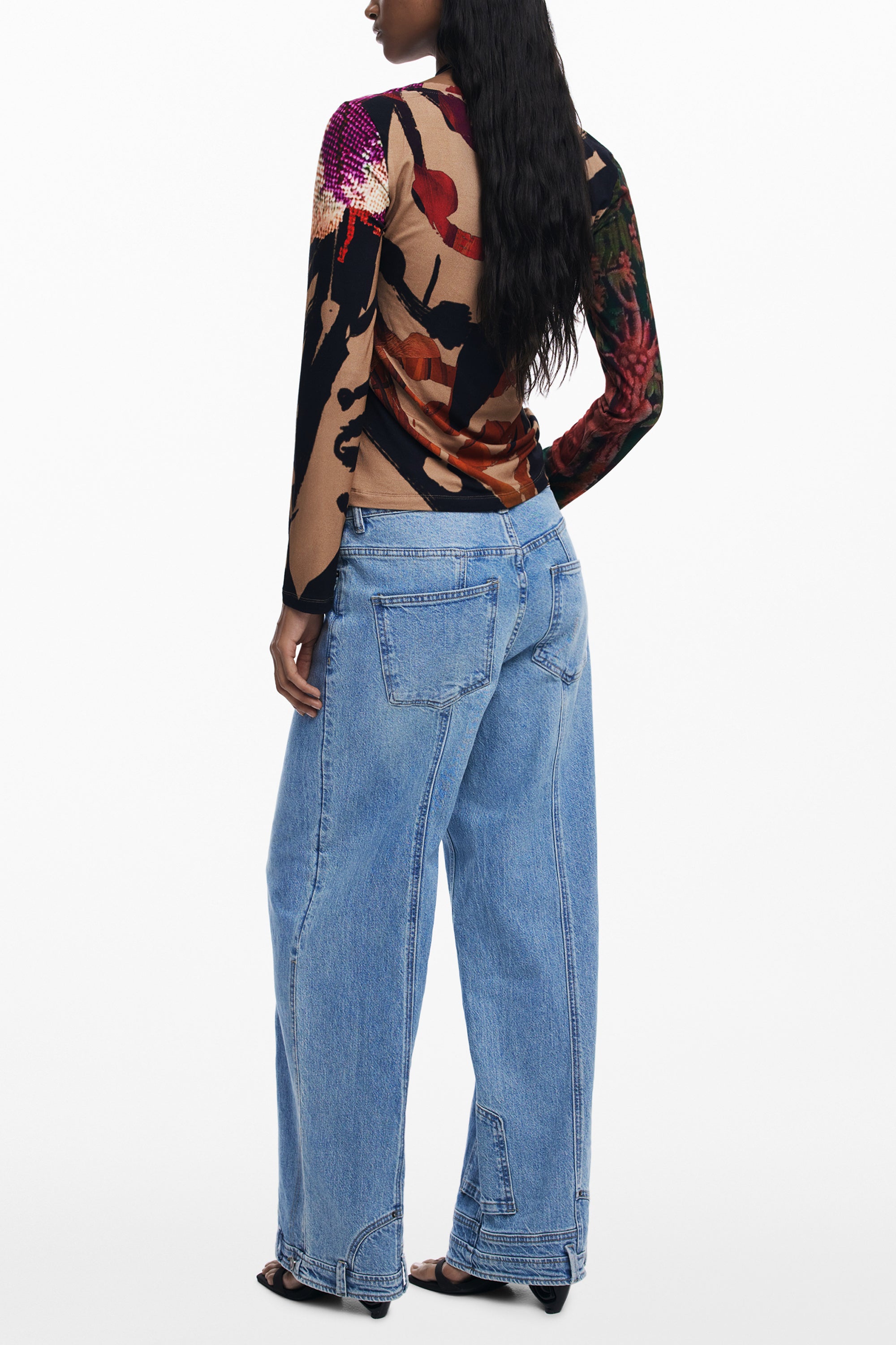 DESIGUAL WOMEN'S LONG-SLEEVED T-SHIRT, BROWN