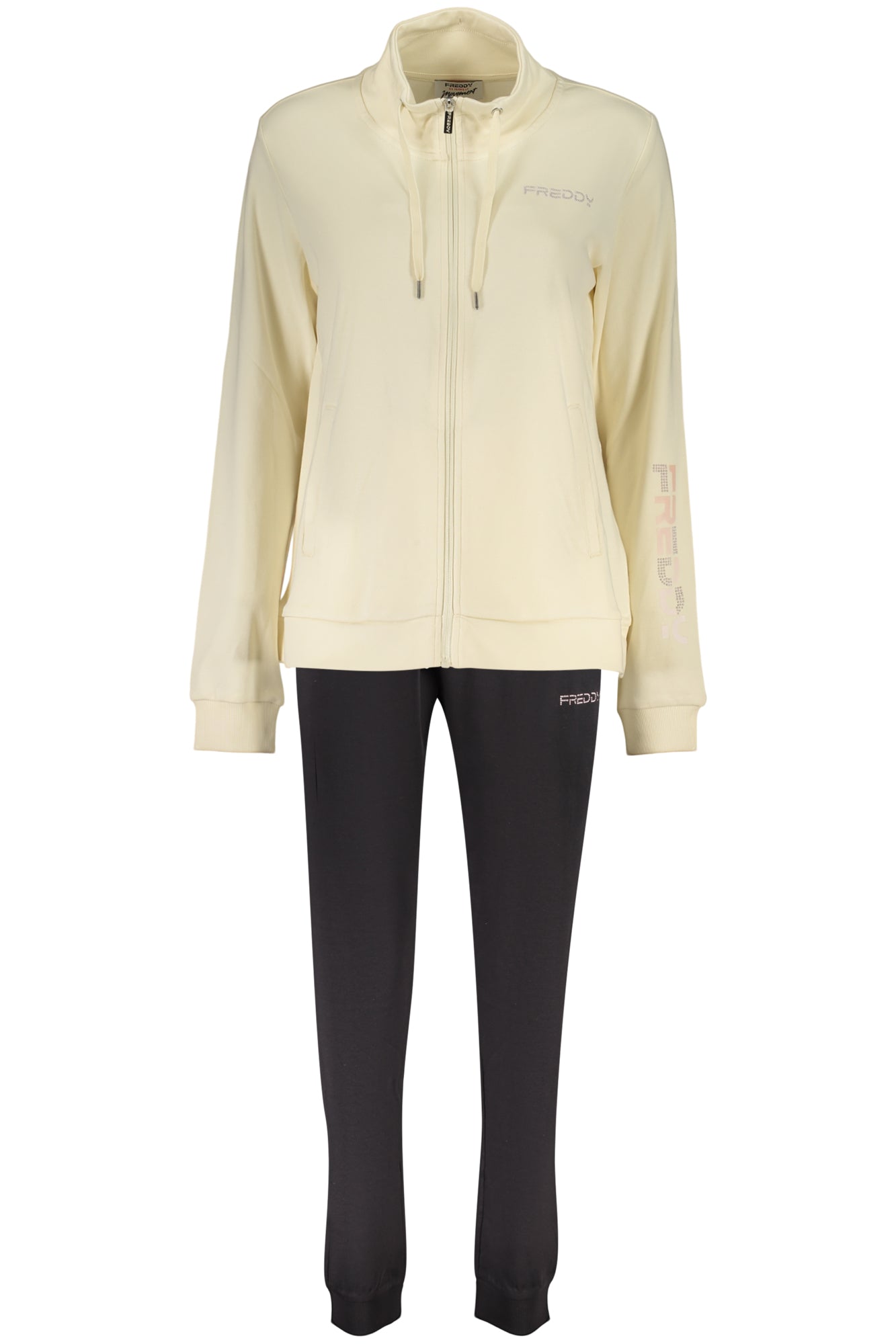 FREDDY WOMEN'S BEIGE ZIP-UP SWEATSHIRT