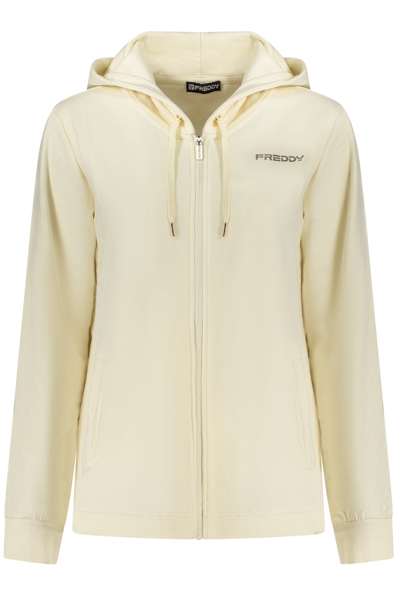 FREDDY WOMEN'S WHITE ZIP-UP SWEATSHIRT