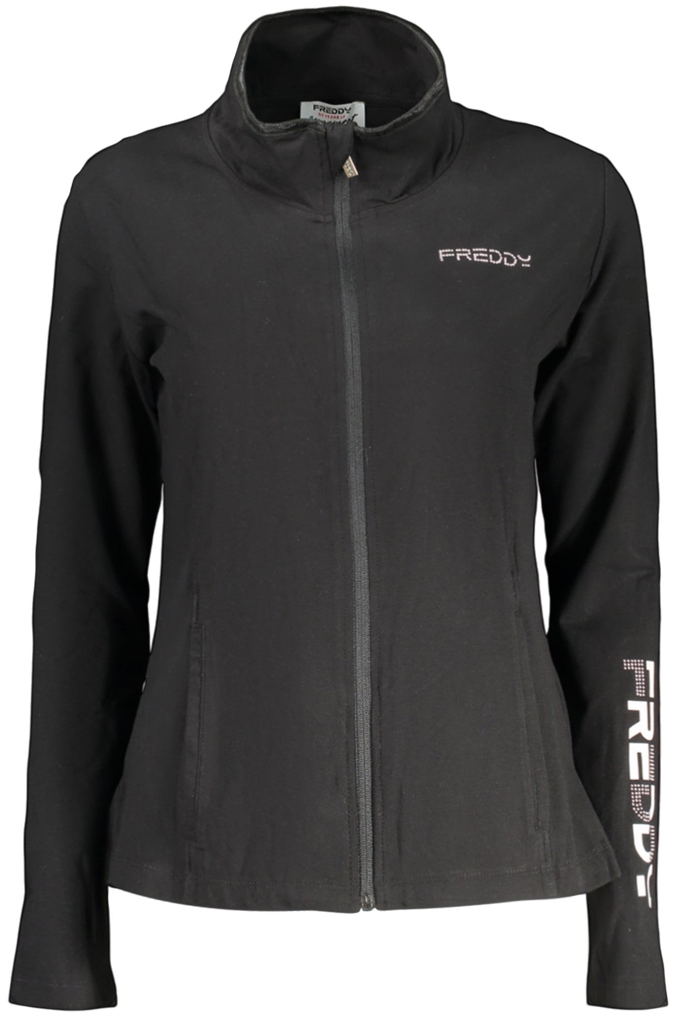 FREDDY WOMEN'S BLACK ZIP-UP SWEATSHIRT