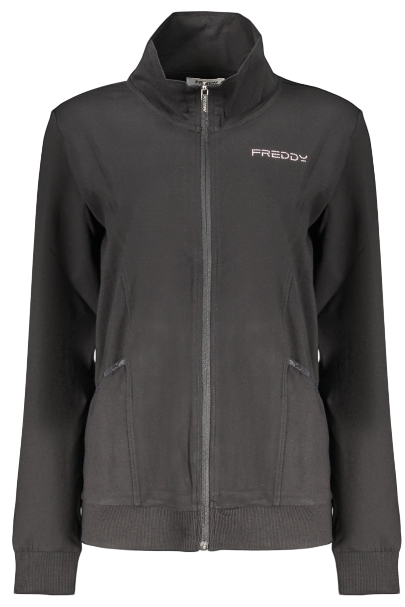 FREDDY WOMEN'S BLACK ZIP-UP SWEATSHIRT