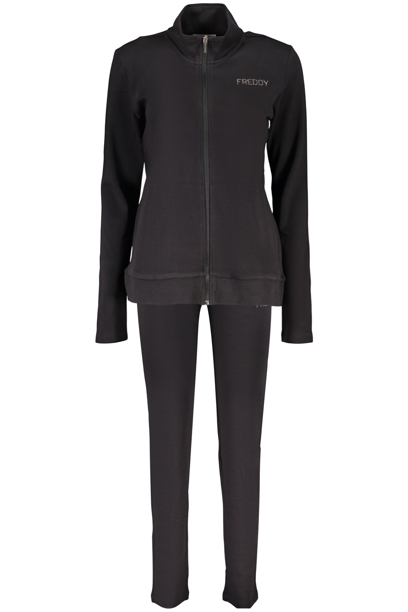 FREDDY WOMEN'S BLACK ZIP-UP SWEATSHIRT