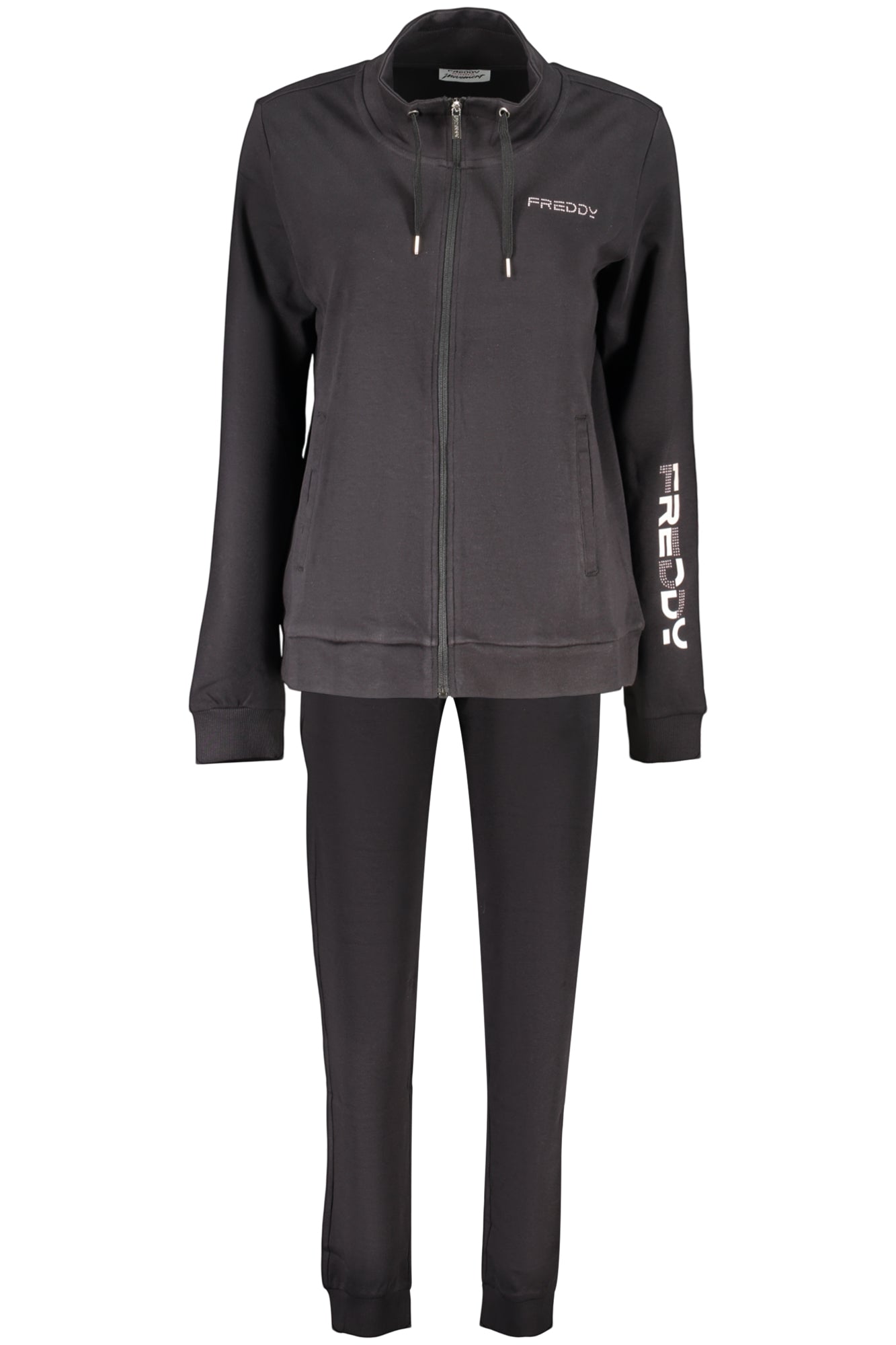 FREDDY WOMEN'S BLACK ZIP-UP SWEATSHIRT