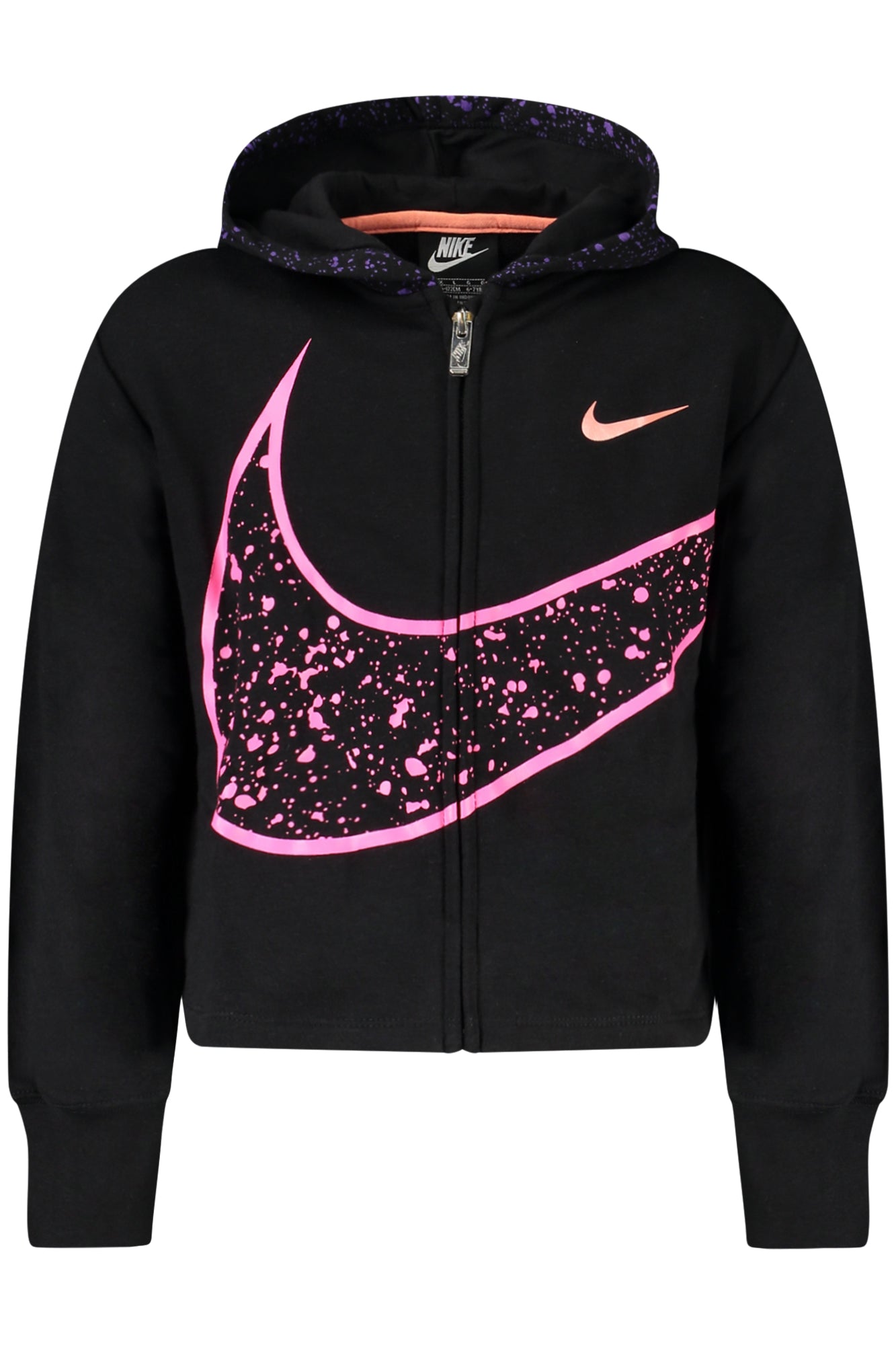 NIKE GIRLS' BLACK ZIP-UP SWEATSHIRT