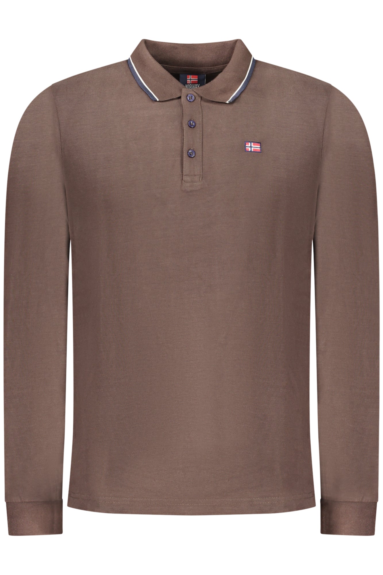 NORWAY 1963 MEN'S LONG-SLEEVE POLO SHIRT, BROWN