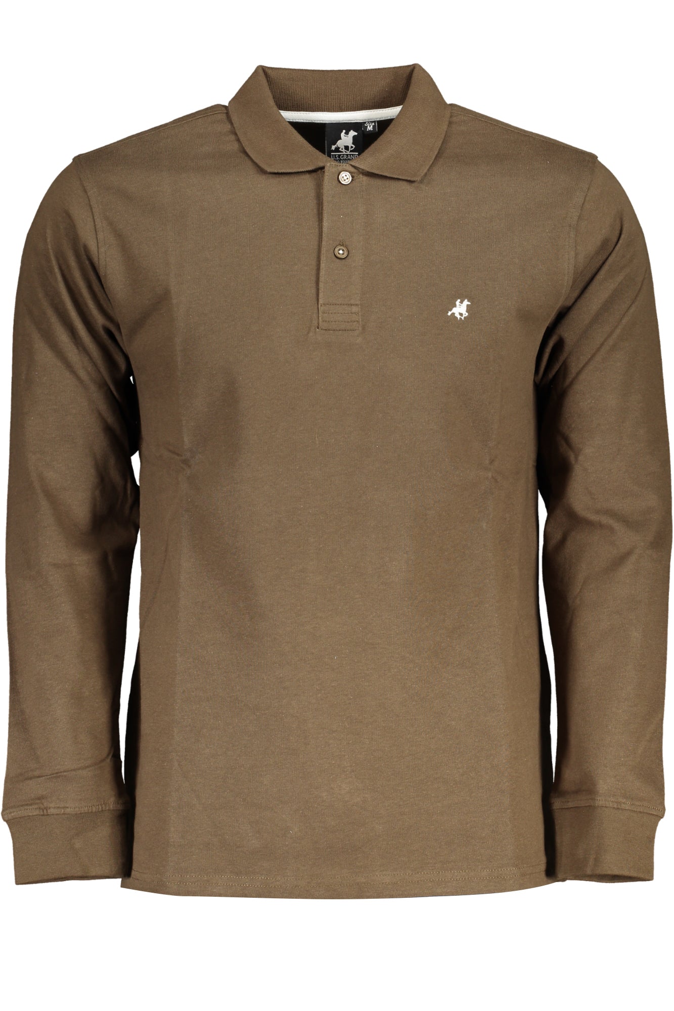 US GRAND MEN'S LONG-SLEEVE POLO SHIRT BROWN