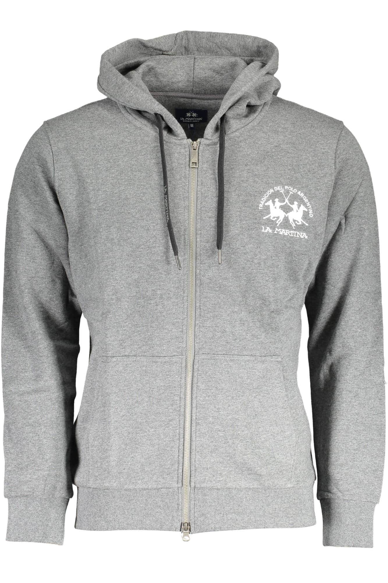 LA MARTINA MEN'S GRAY ZIPPED SWEATSHIRT