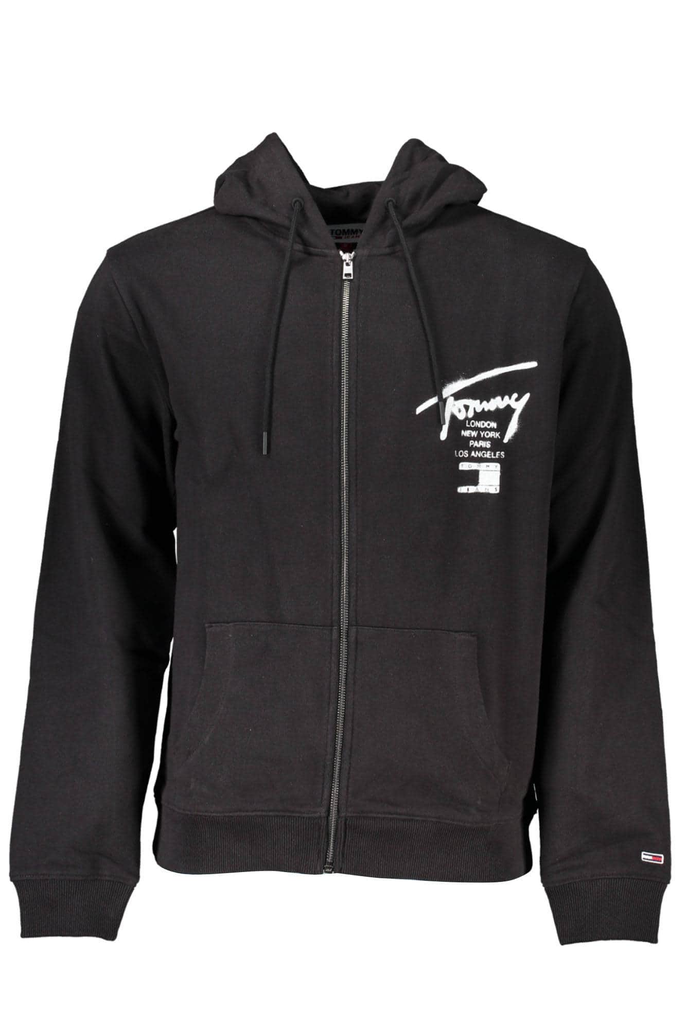 TOMMY HILFIGER MEN'S BLACK ZIPPED SWEATSHIRT