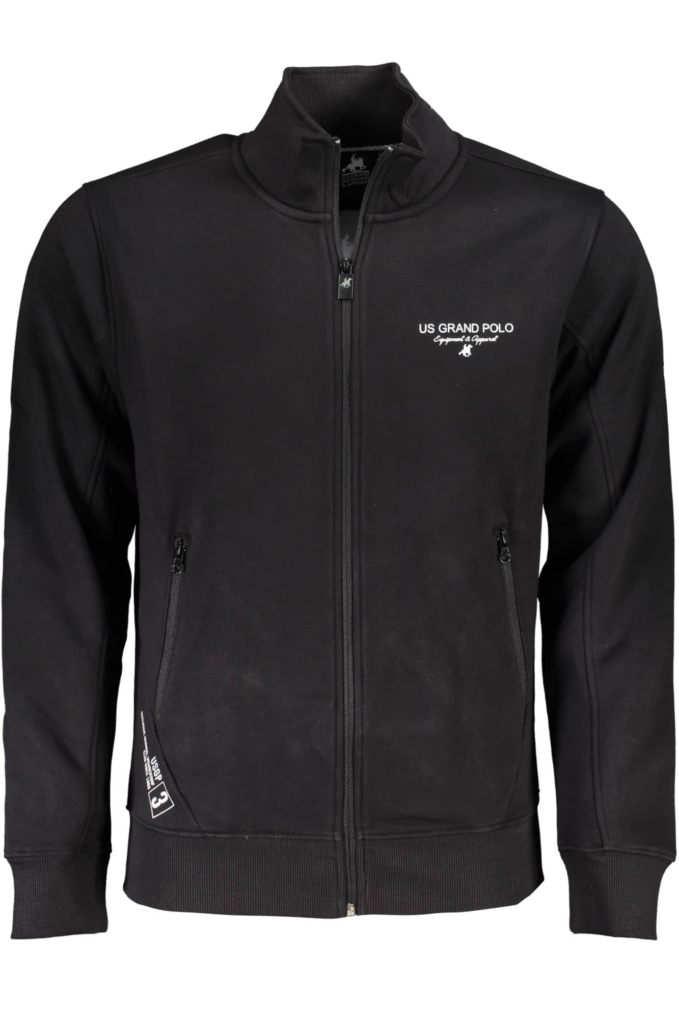 US GRAND MEN'S BLACK ZIP-UP SWEATSHIRT