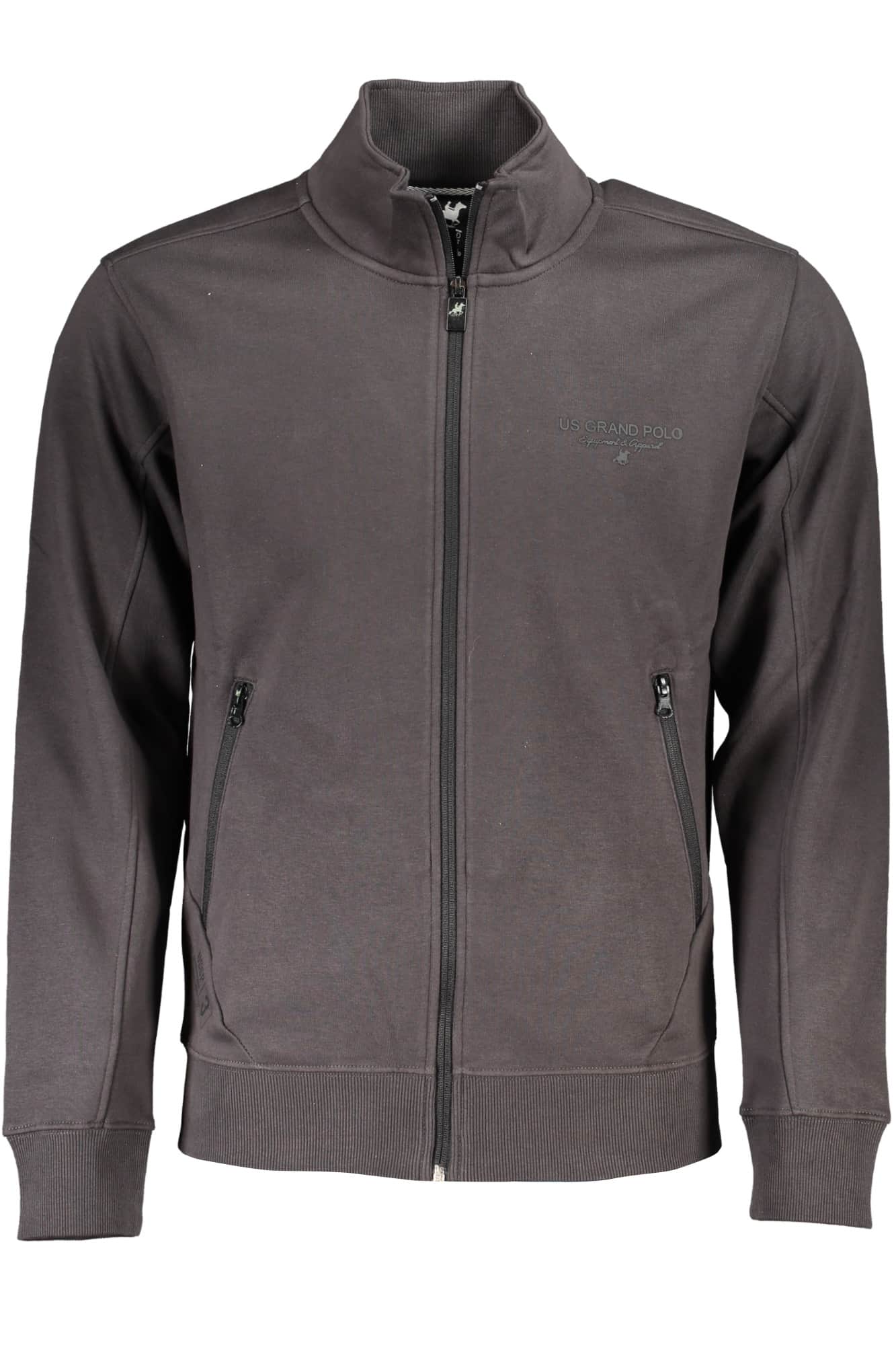 US GRAND MEN'S BLACK ZIP-UP SWEATSHIRT