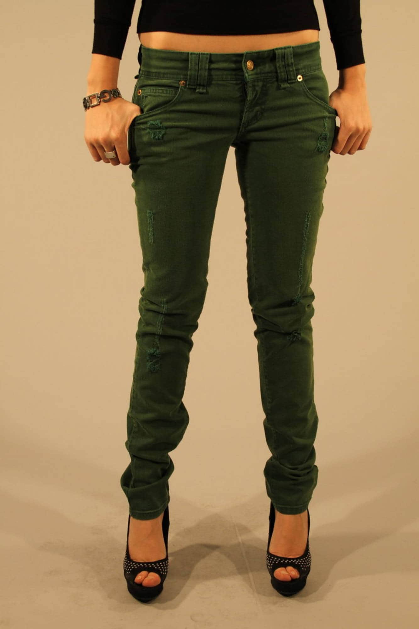 JOHN GALLIANO JEANS DENIM DAMES GROEN