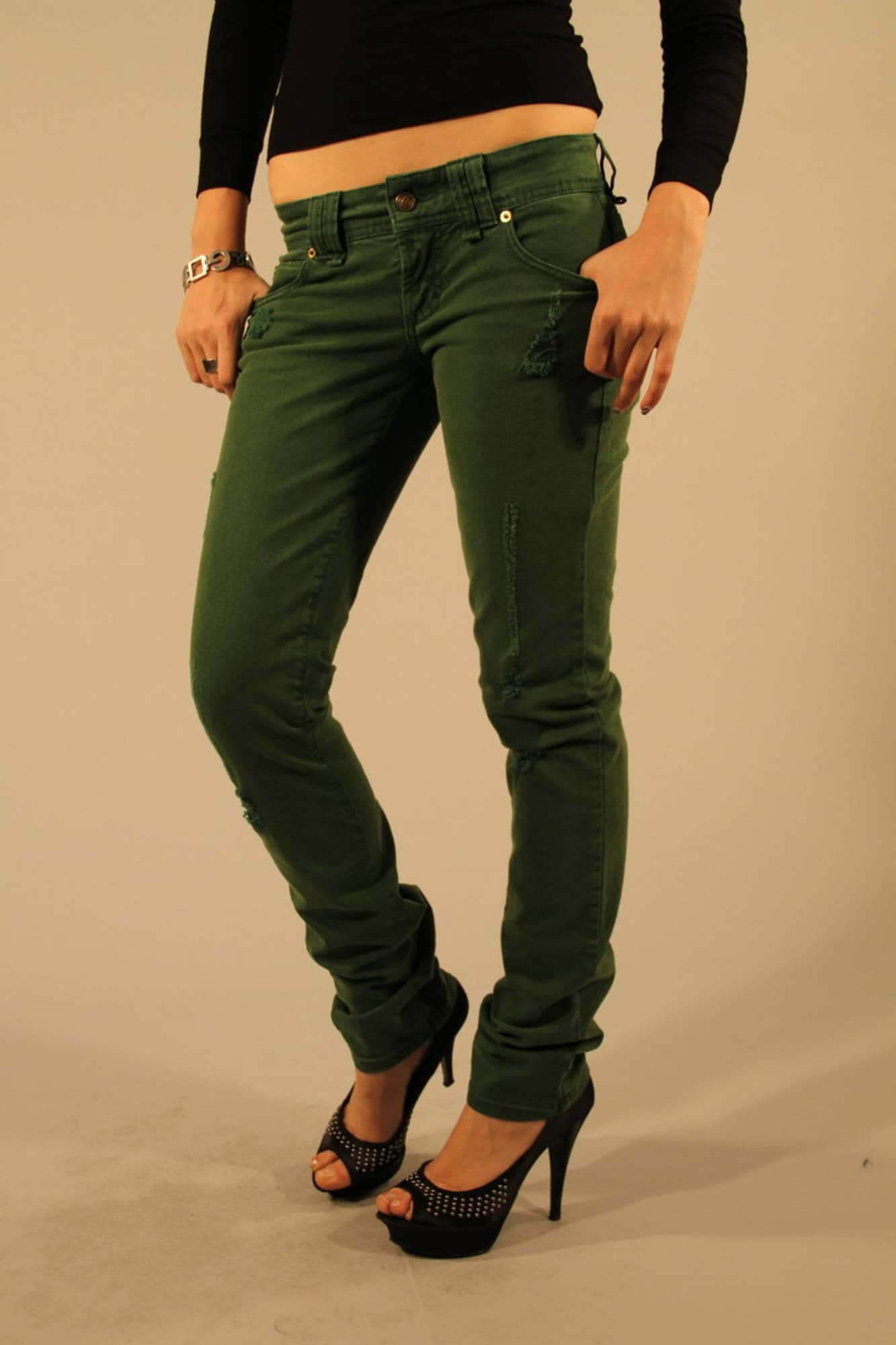 JOHN GALLIANO JEANS DENIM DAMES GROEN