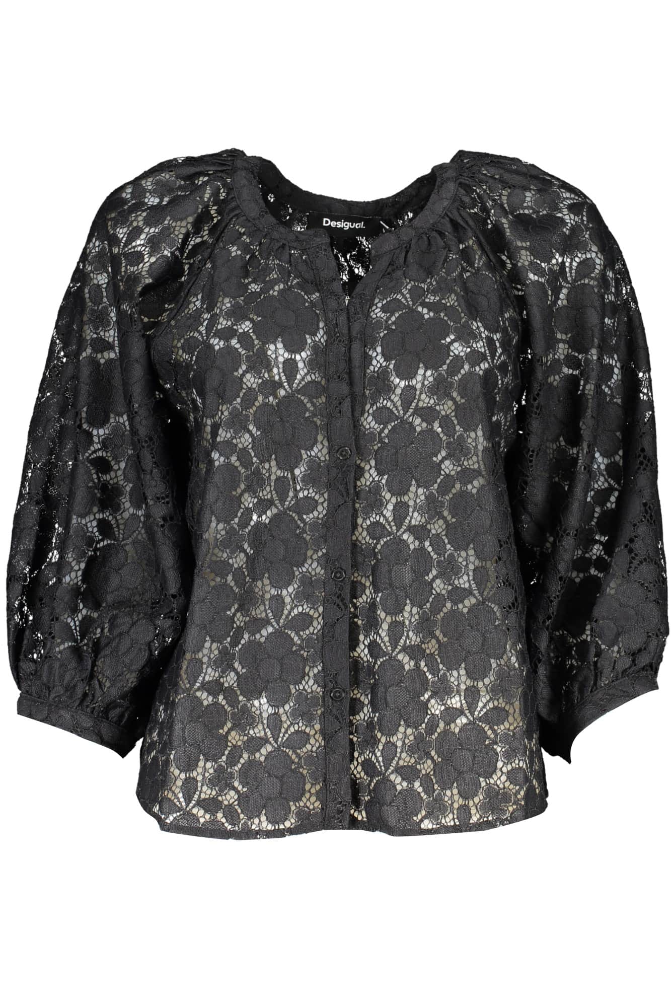 DESIGUAL DAMES LANGE MOUW SHIRT ZWART