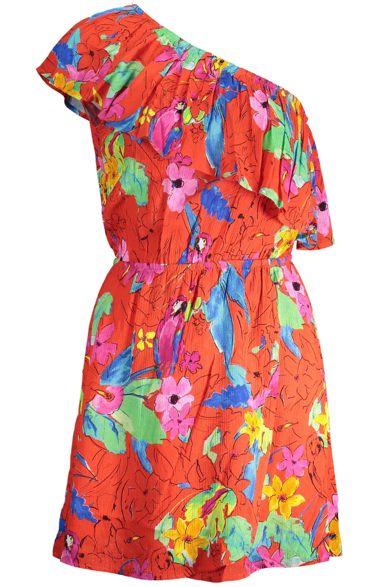 DESIGUAL RED SHORT DRESS FOR WOMEN