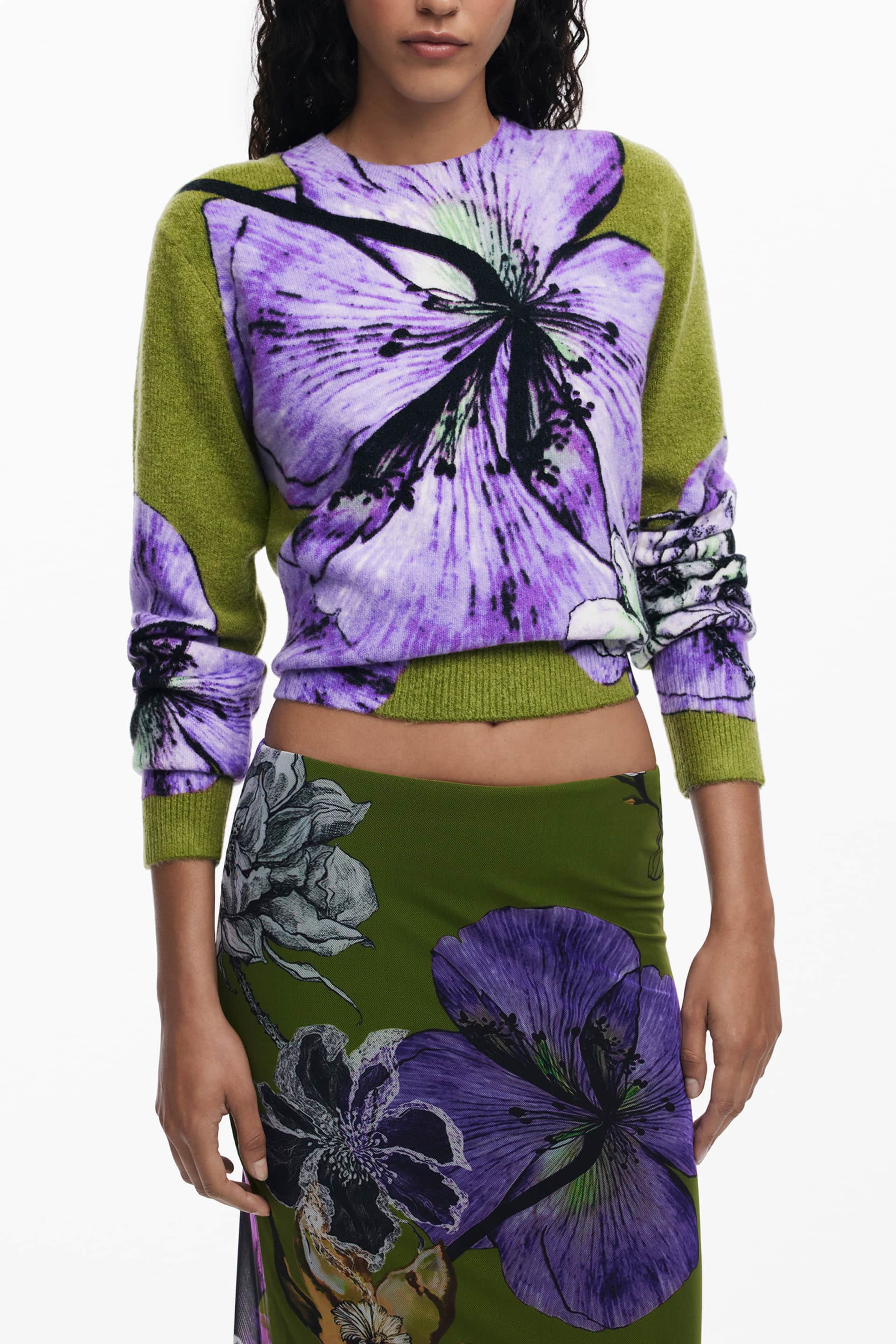 DESIGUAL WOMEN'S LONG GREEN SKIRT