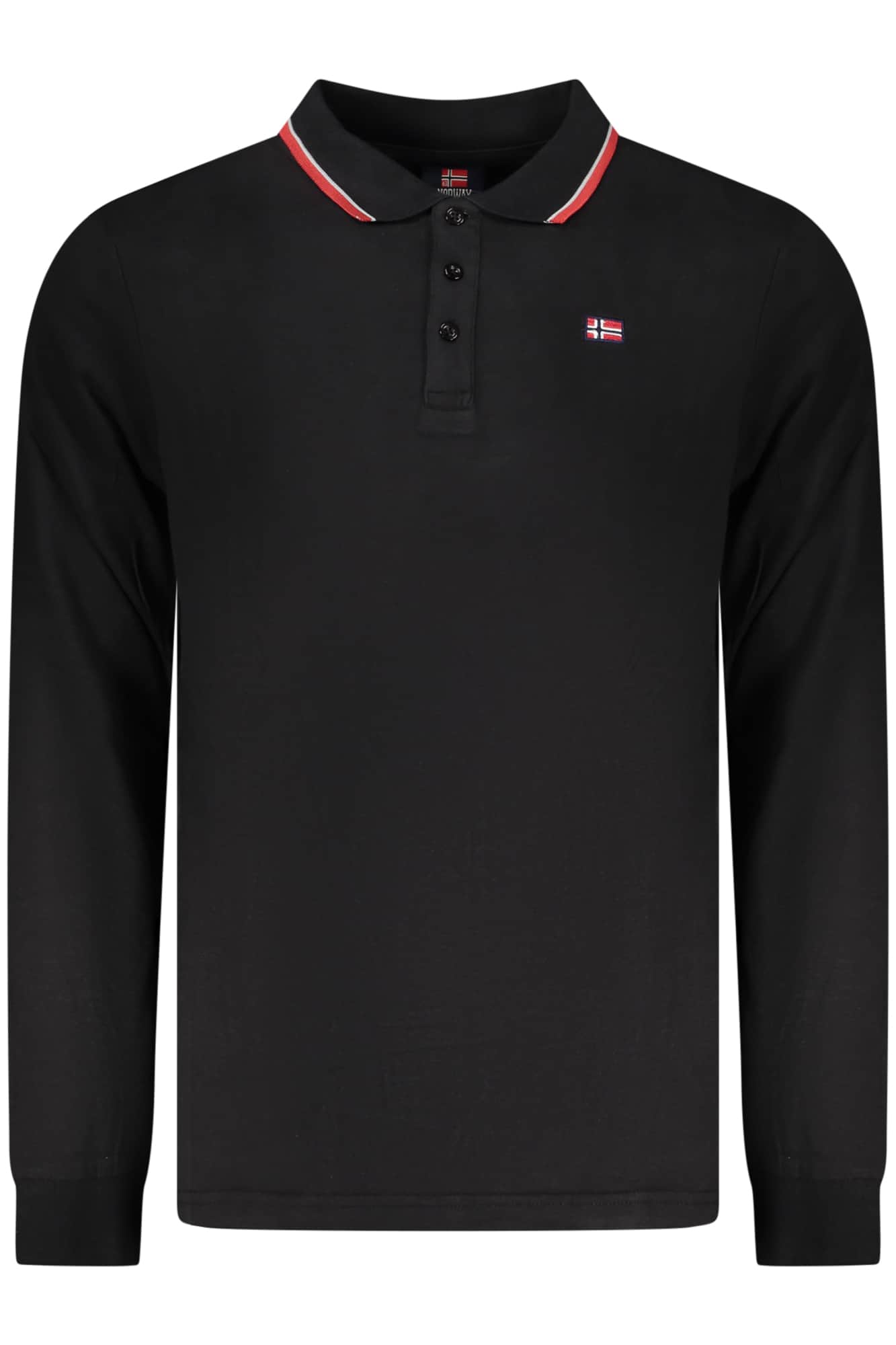 NORWAY 1963 MEN'S LONG-SLEEVED POLO SHIRT, BLACK