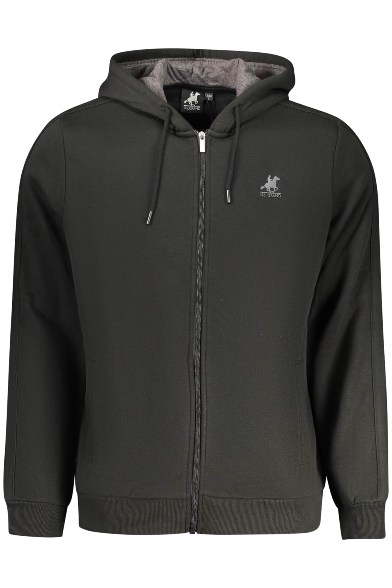 US GRAND MEN'S BLACK ZIP-UP SWEATSHIRT