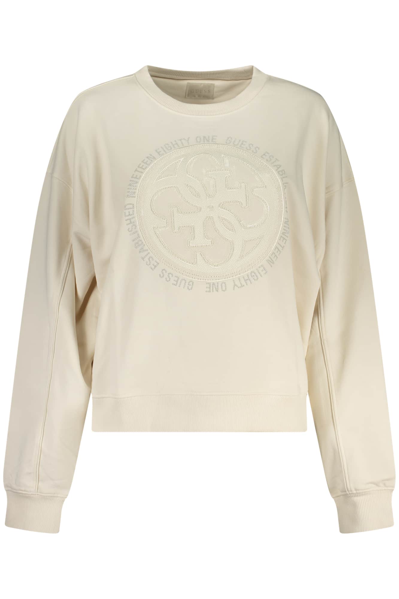 GUESS JEANS WOMEN'S WHITE ZIP-UP SWEATSHIRT