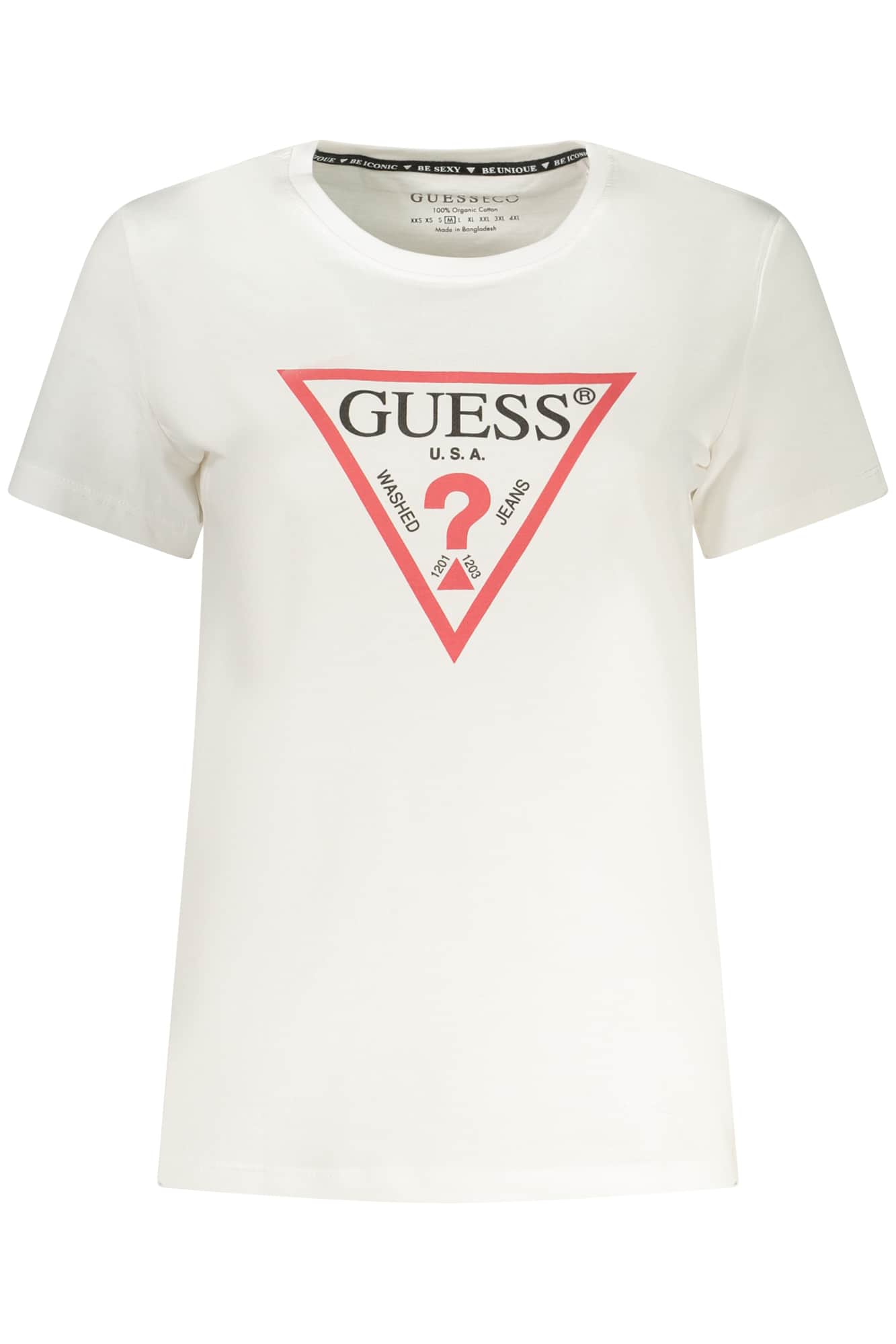 GUESS JEANS DAMES KORTE MOUW T-SHIRT WIT