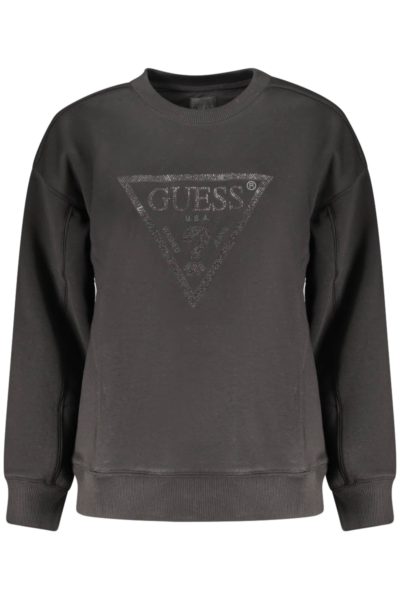 GUESS JEANS WOMEN'S BLACK ZIP-UP SWEATSHIRT