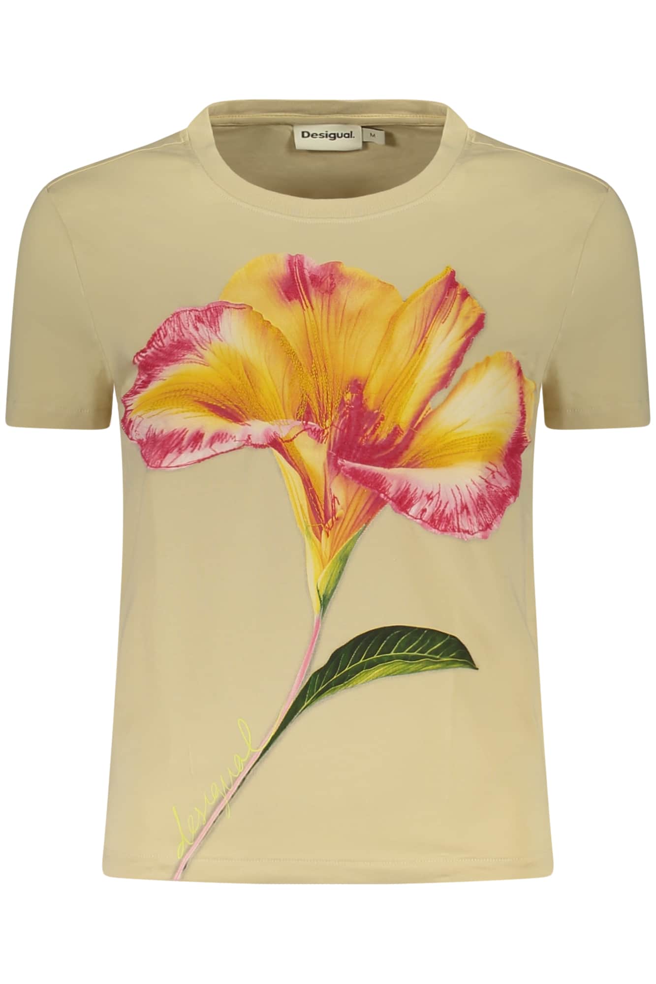 DESIGUAL WOMEN'S SHORT-SLEEVE T-SHIRT BEIGE