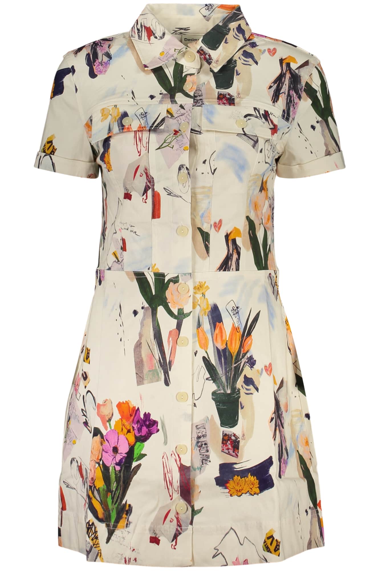 DESIGUAL WOMEN'S SHORT DRESS WHITE