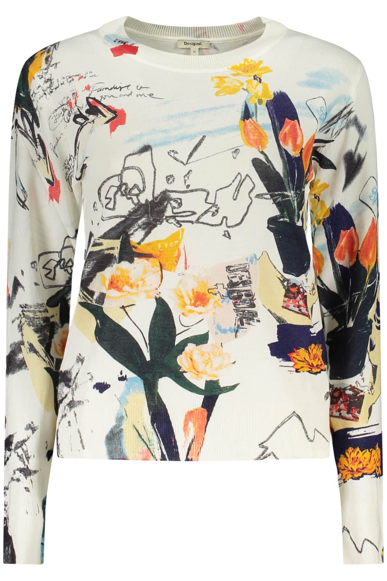 DESIGUAL WOMEN'S WHITE SWEATER