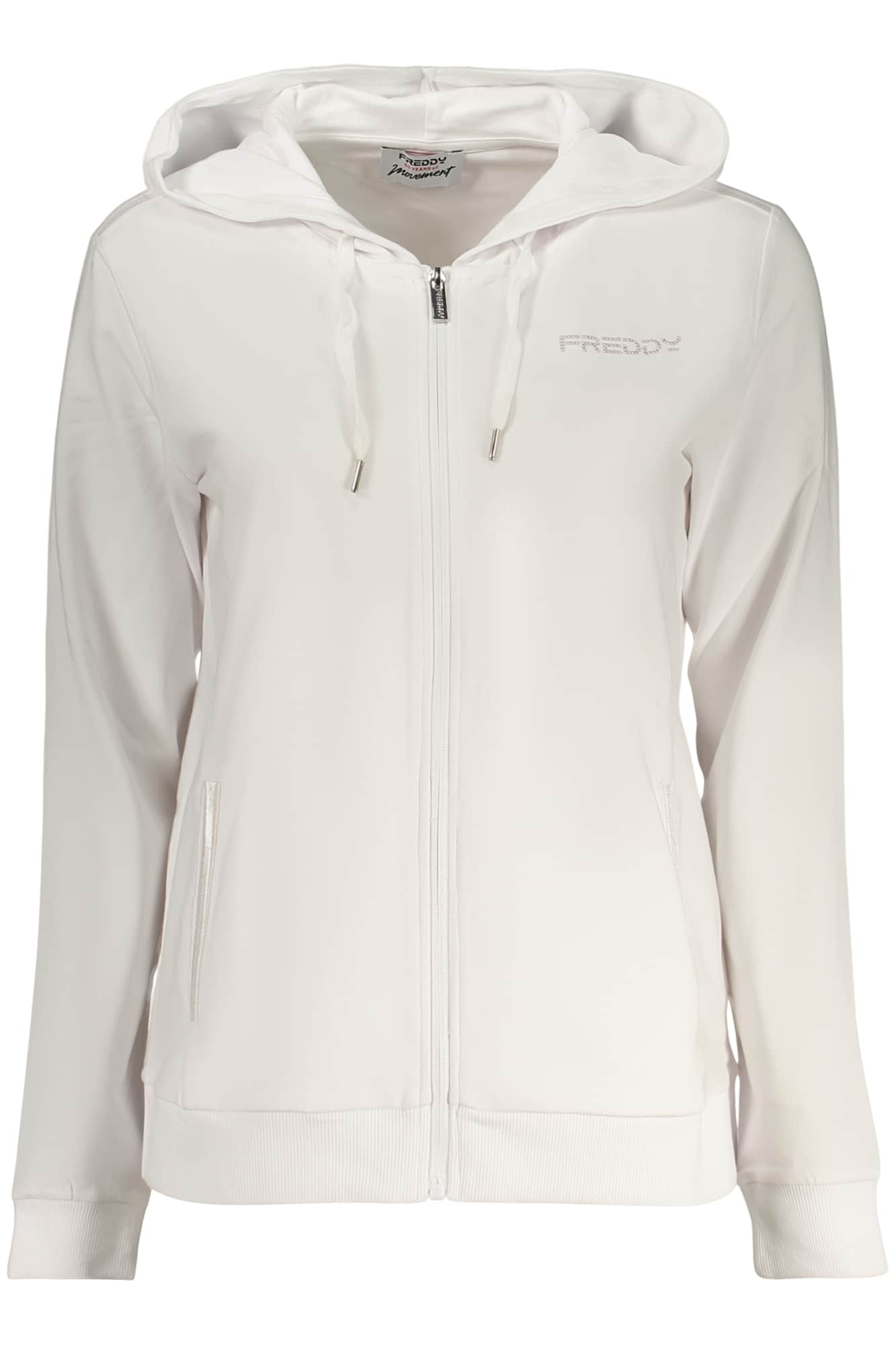 FREDDY WOMEN'S WHITE ZIP-UP SWEATSHIRT