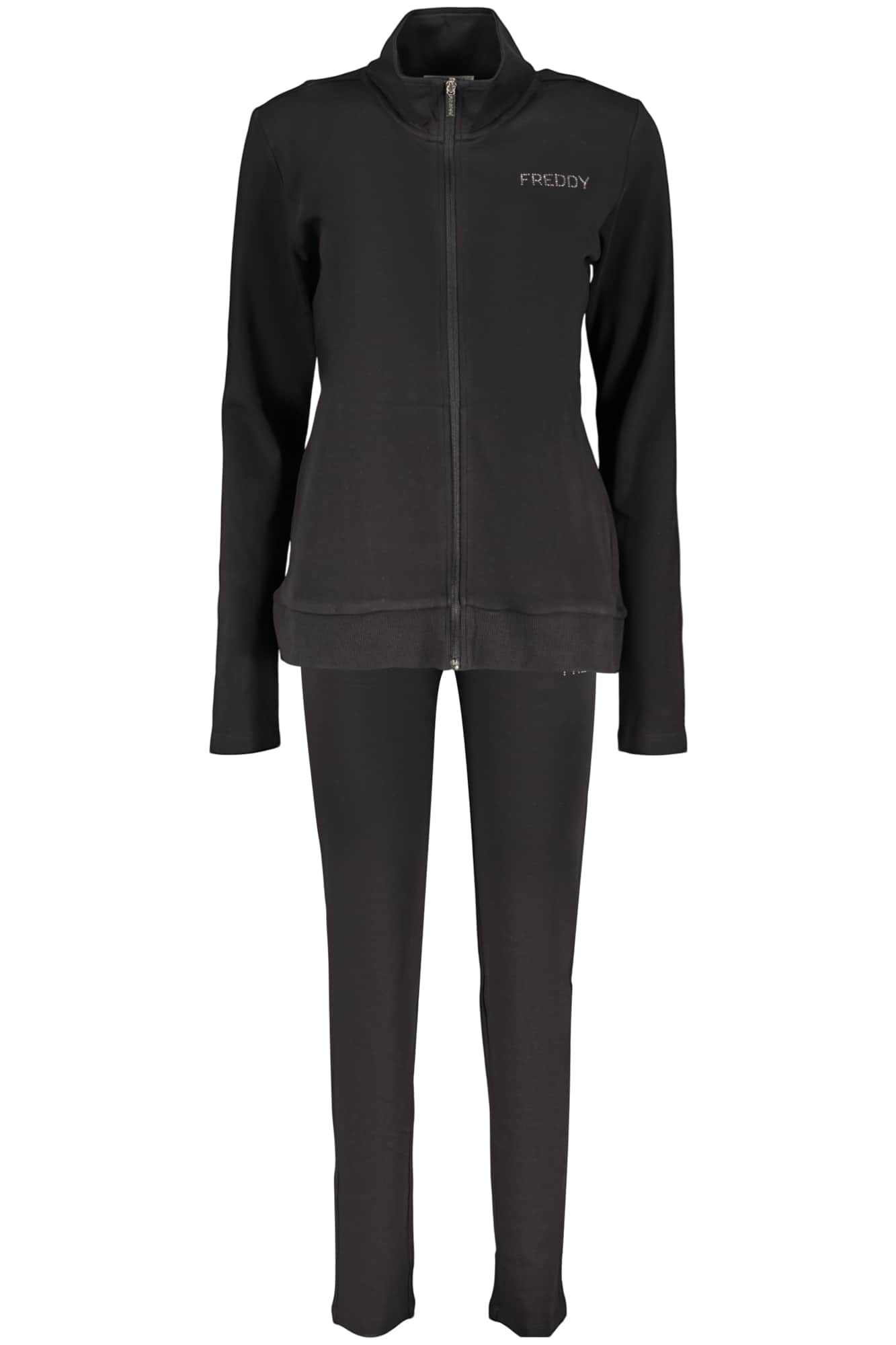FREDDY WOMEN'S BLACK ZIP-UP SWEATSHIRT