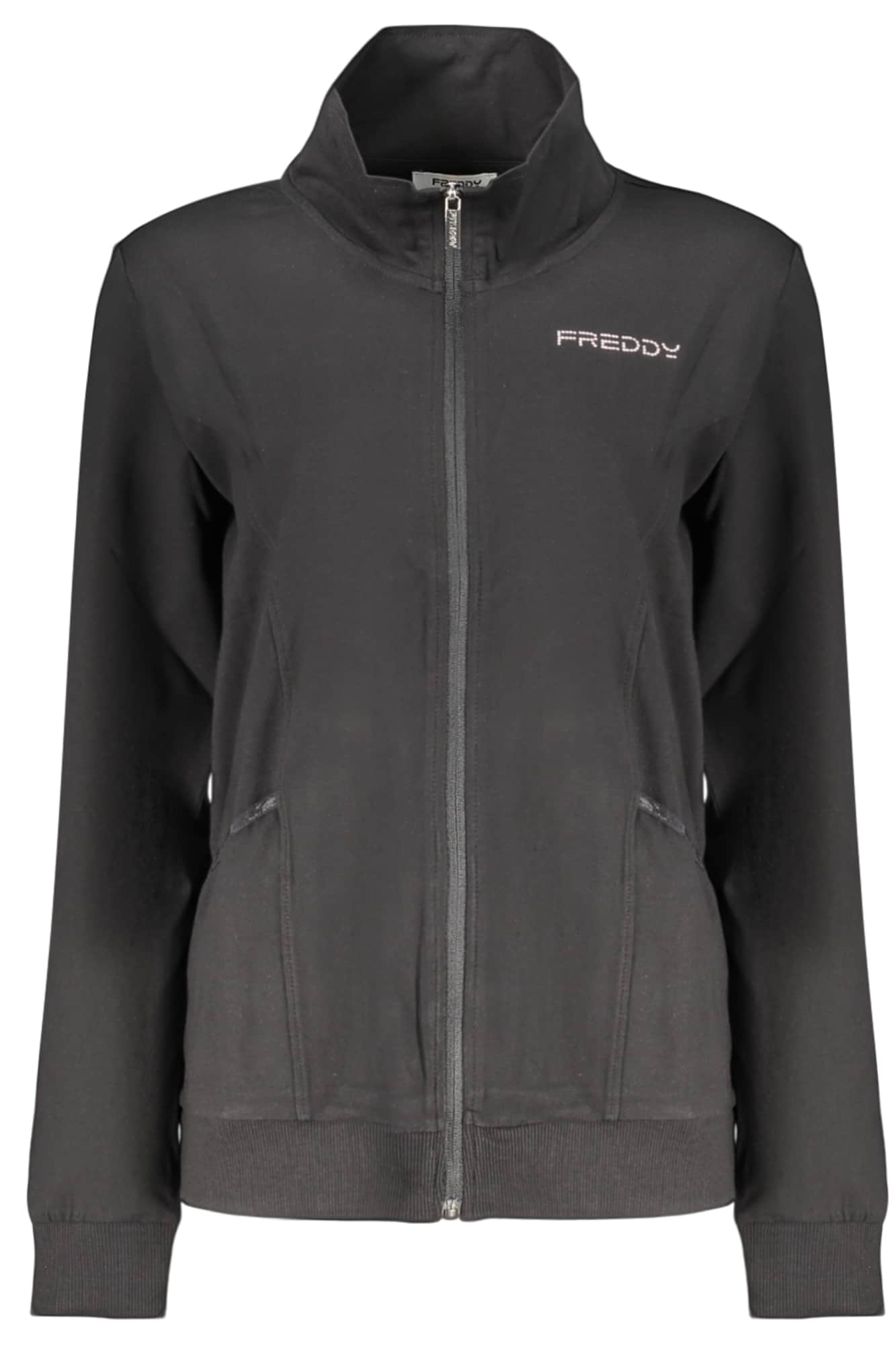 FREDDY WOMEN'S BLACK ZIP-UP SWEATSHIRT