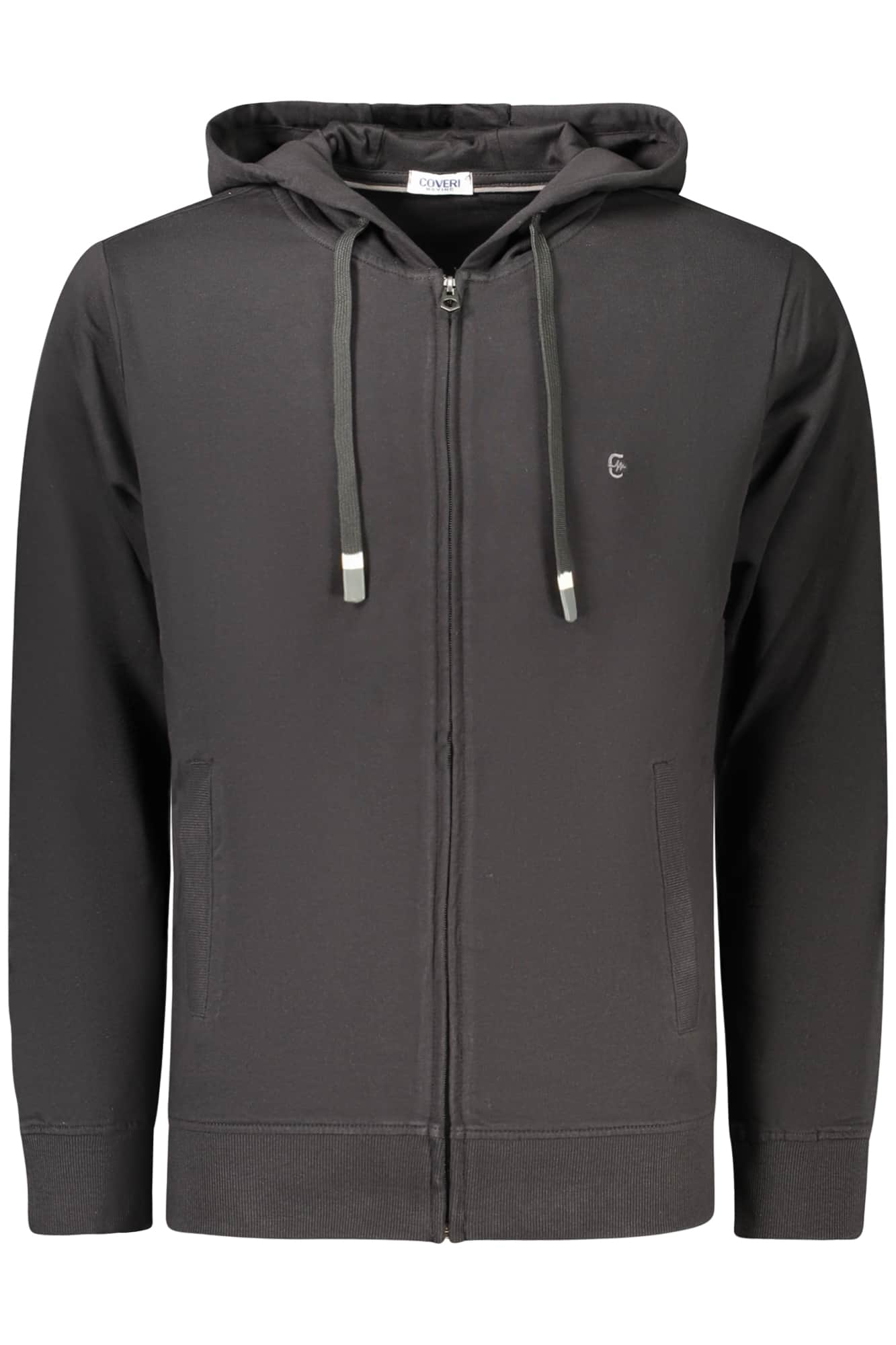 COVERI MOVING MEN'S BLACK ZIP-UP SWEATSHIRT