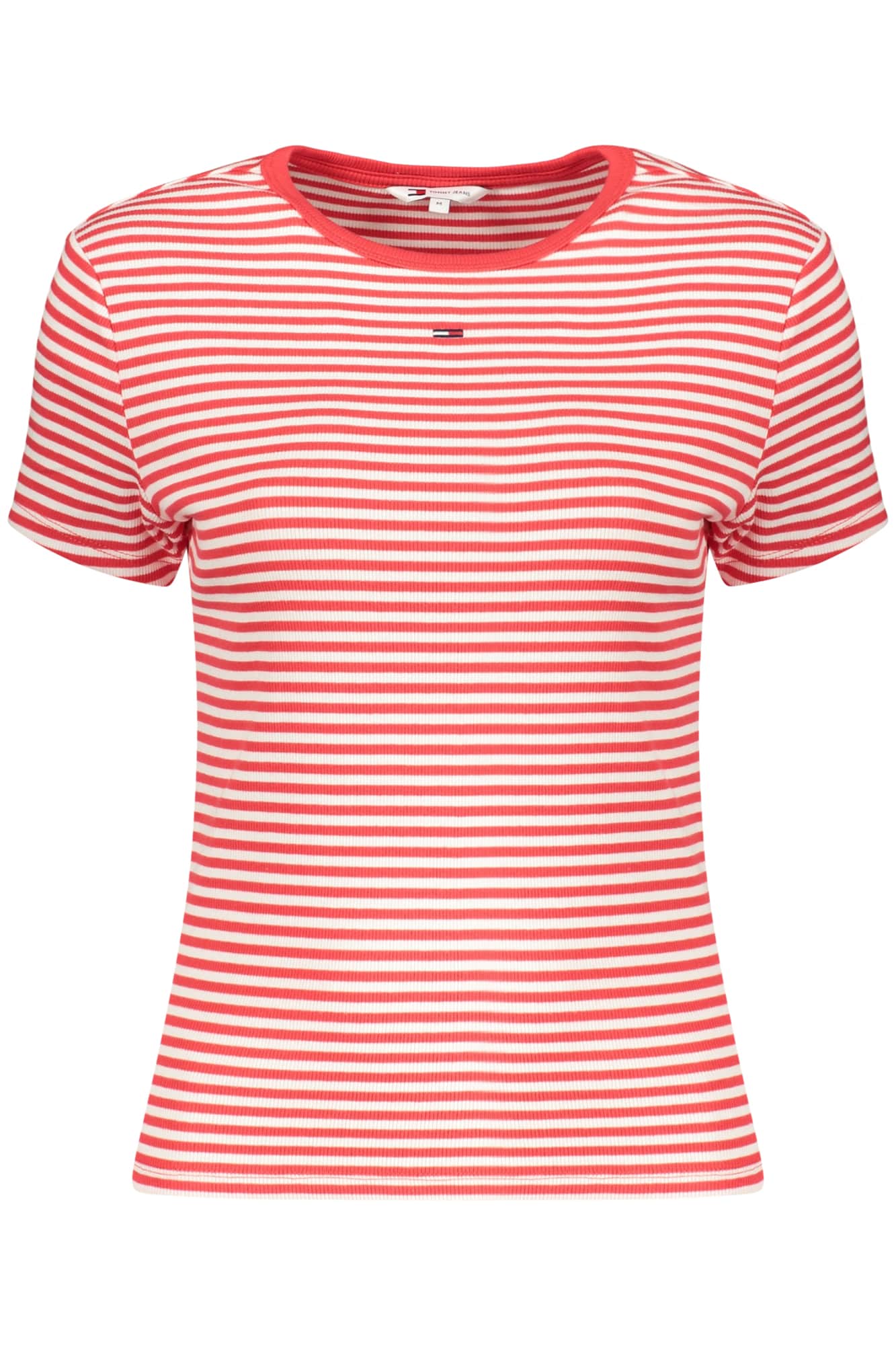TOMMY HILFIGER DAMES KORTE MOUW T-SHIRT, ROOD