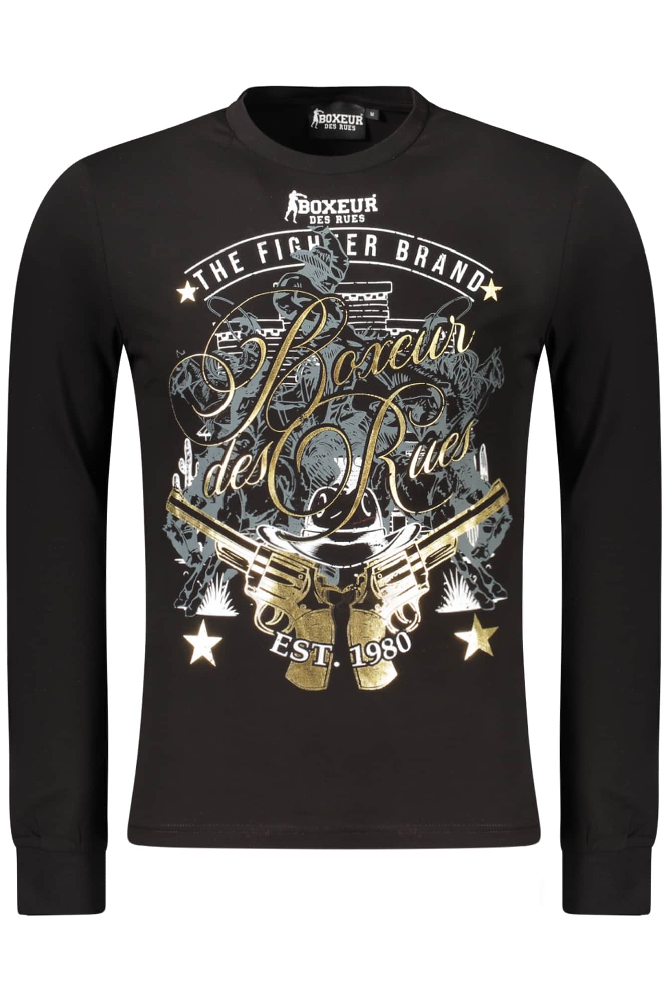 BOXEUR DES RUES HEREN LANGE MOUW T-SHIRT ZWART