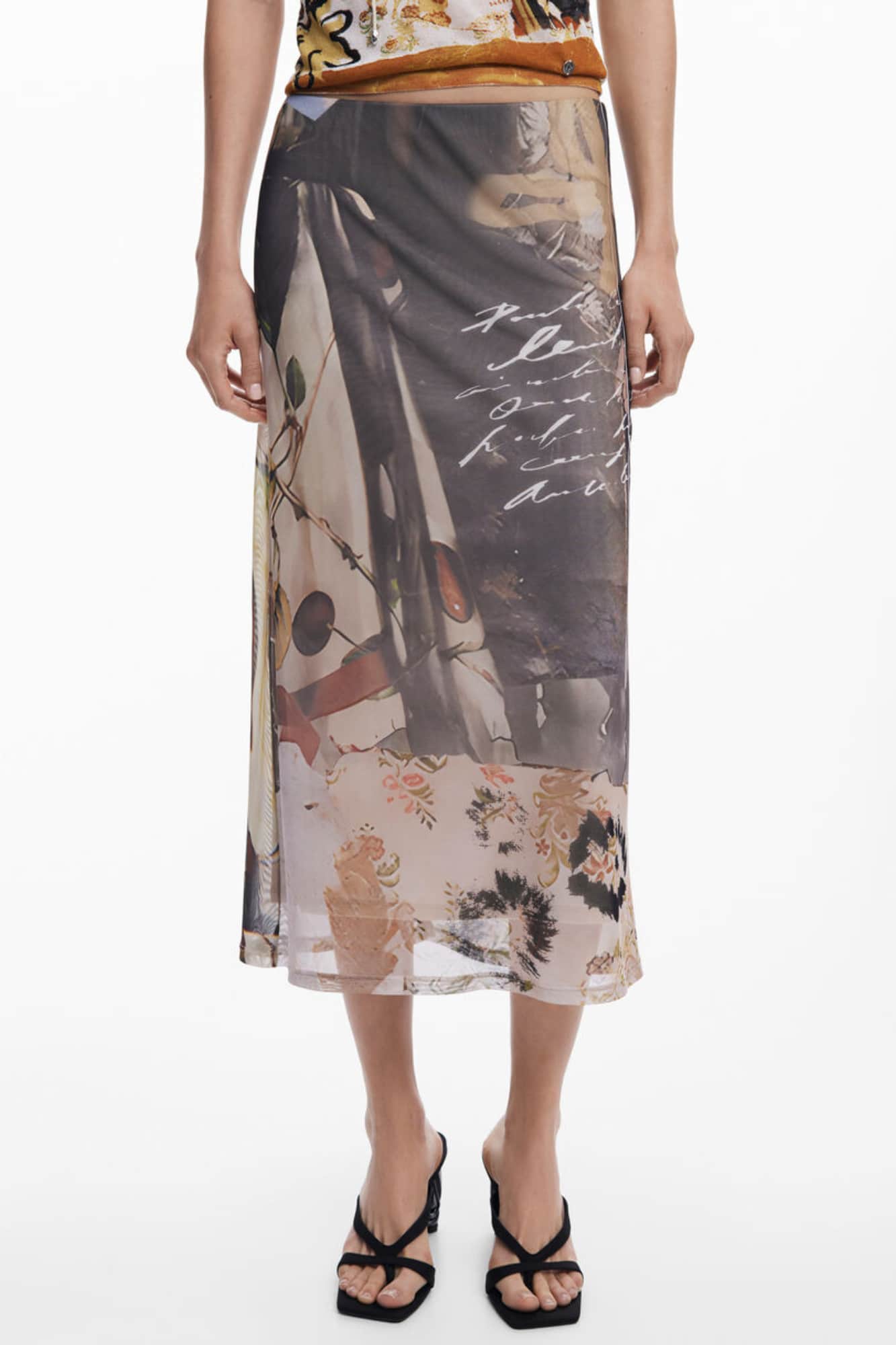 Desigual dames beige midirok