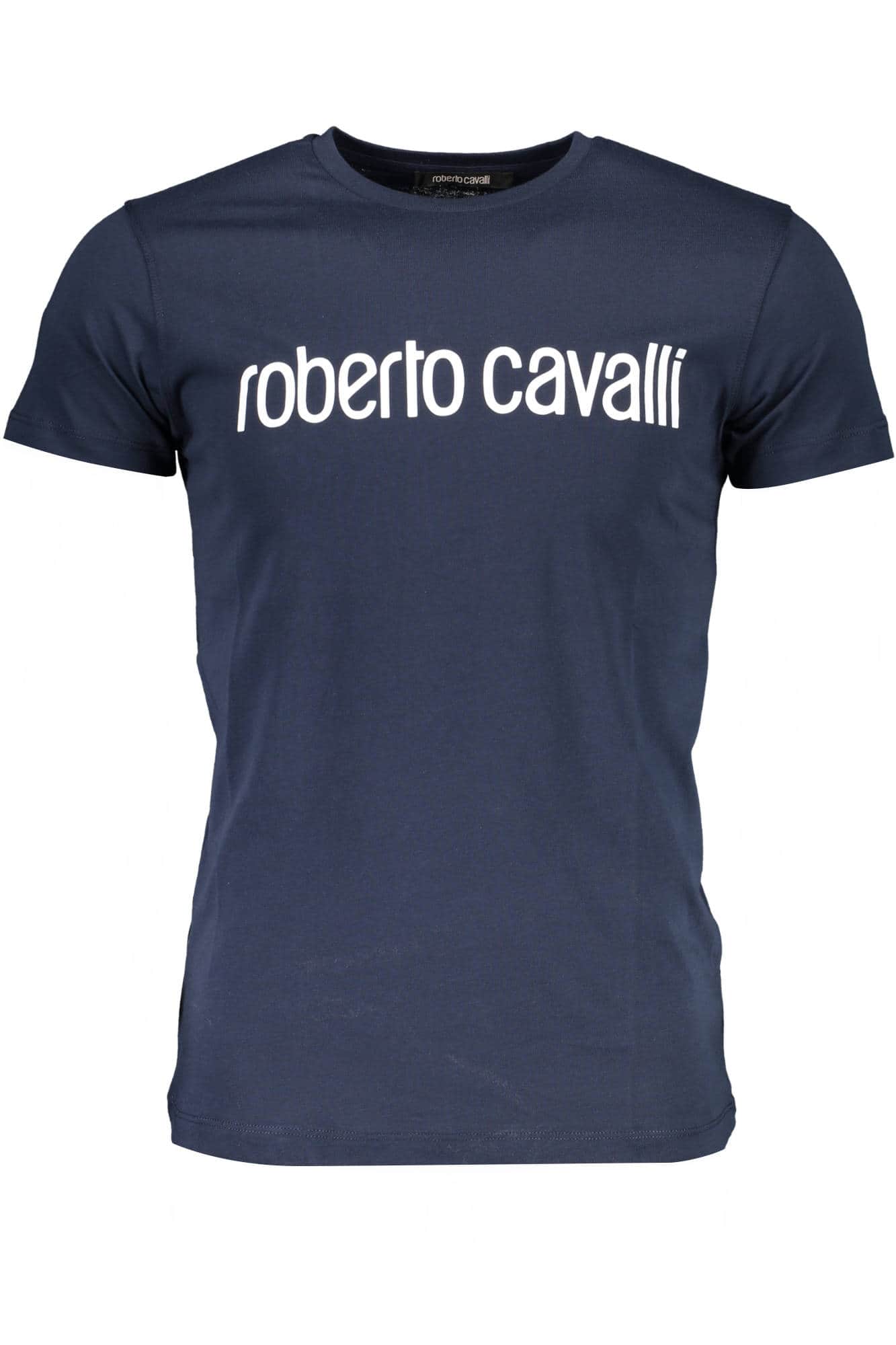 ROBERTO CAVALLI HEREN KORTE MOUW T-SHIRT BLAUW