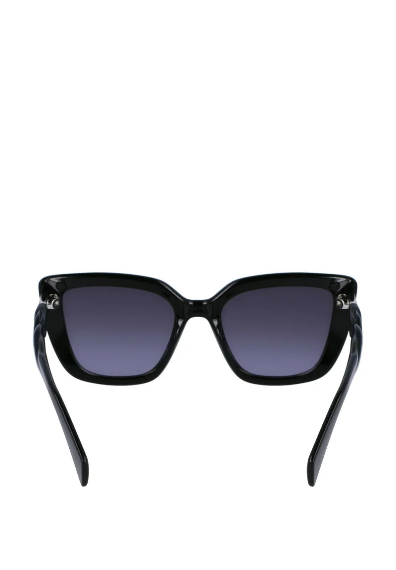 Liu Jo Zonnebril Dames – Vierkant Zwart – Gedraaide Pootjes – UV400 Bescherming