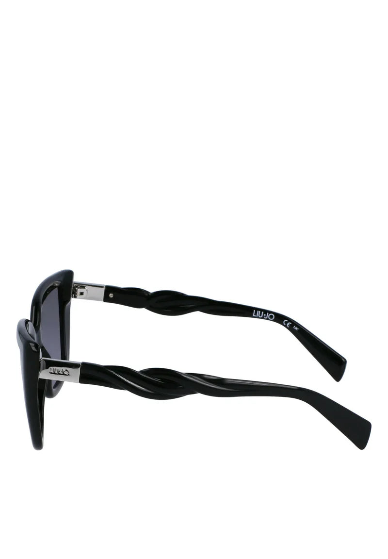 Liu Jo Zonnebril Dames – Vierkant Zwart – Gedraaide Pootjes – UV400 Bescherming