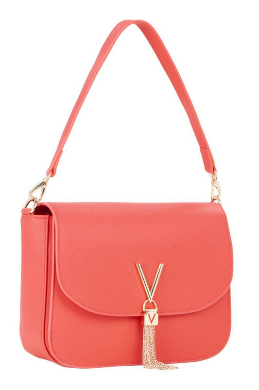 Valentino DIVINA Flap Schoudertas – Coral Roze – V-Logo met Ketting – Medium Crossbody Tas