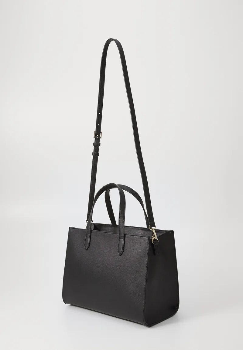 Valentino DIVINA Nero Tote Bag – Zwarte Handtas met Gouden V-Tassel
