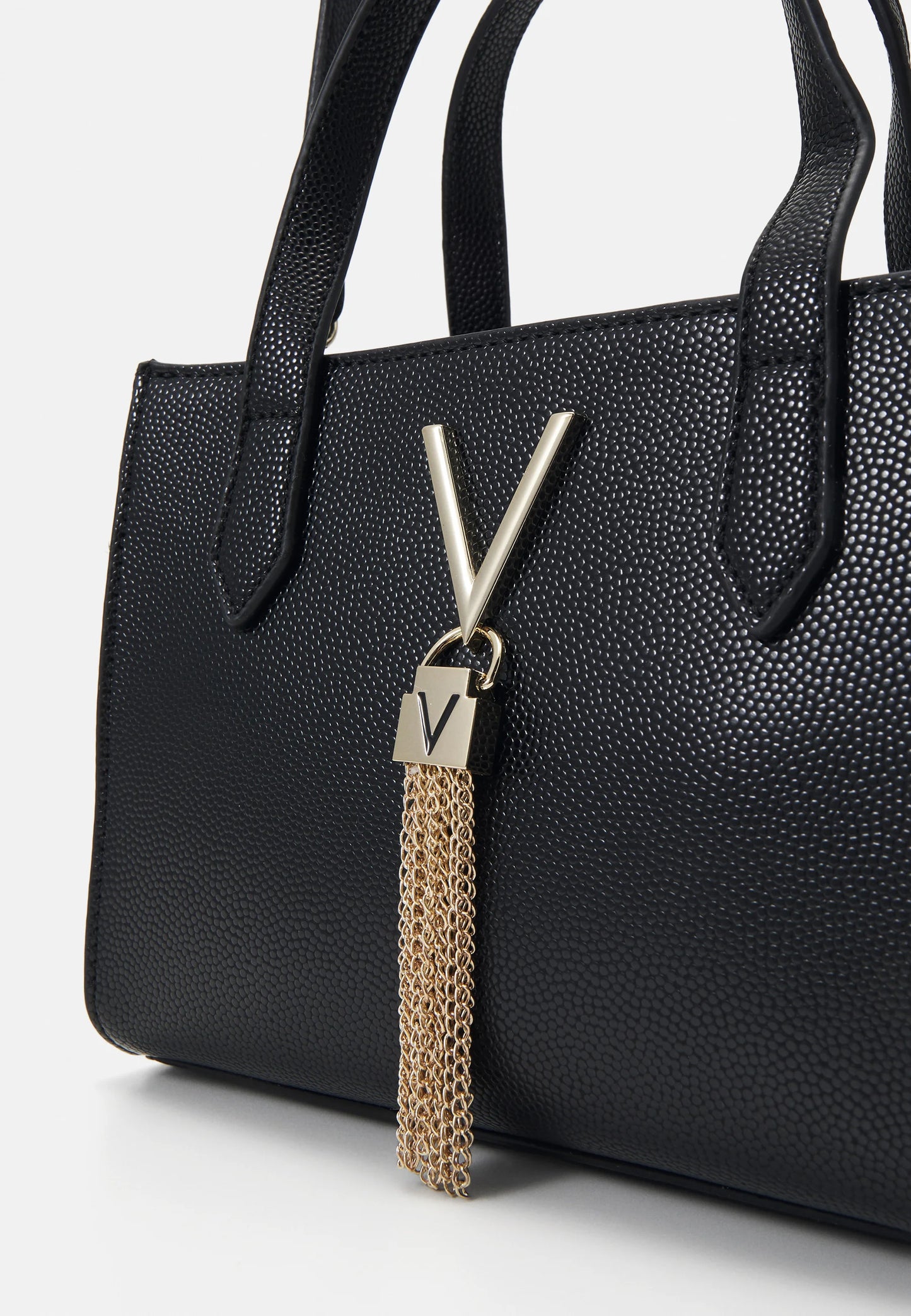 Valentino Divina Mini Handtas Nero – Kleine Zwarte Tas met Gouden Kettingdetails